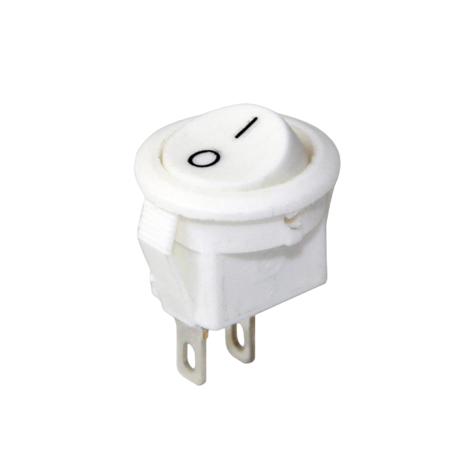 IC-134E Mini Yuvarlak Anahtar Beyaz ON-OFF 2P