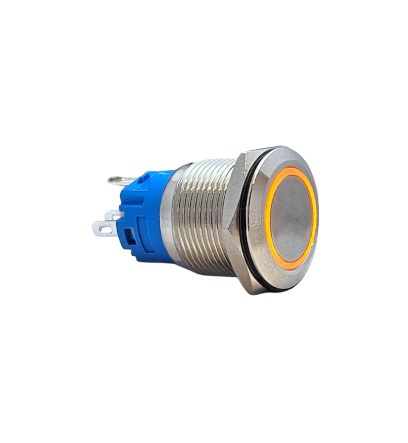 E48 19MM METAL BUTON KALICILI 12-24V TURUNCU LED 1NO/1NC