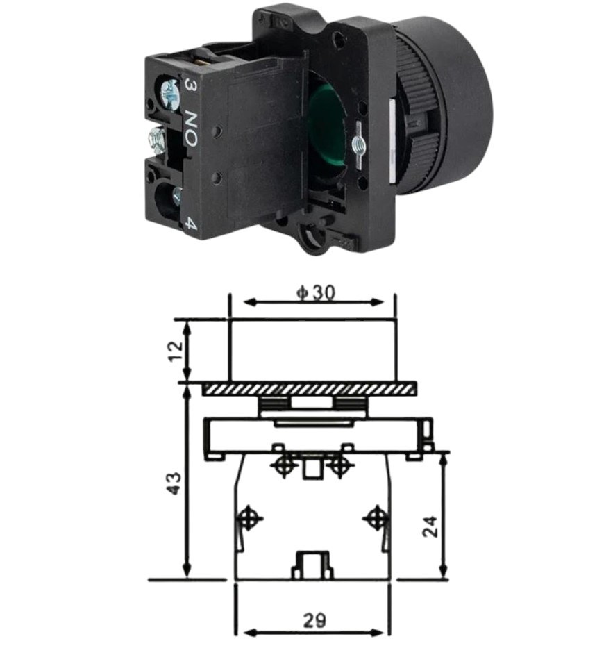 LAY5-EA31 22mm Buton Normalde Açık Kontak