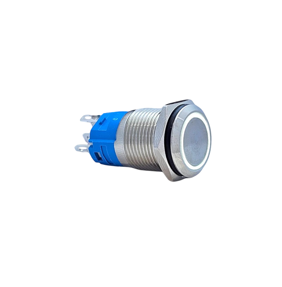 E39-1 16MM METAL BUTON YAYLI 12-24V BEYAZ LED 1NO/1NC
