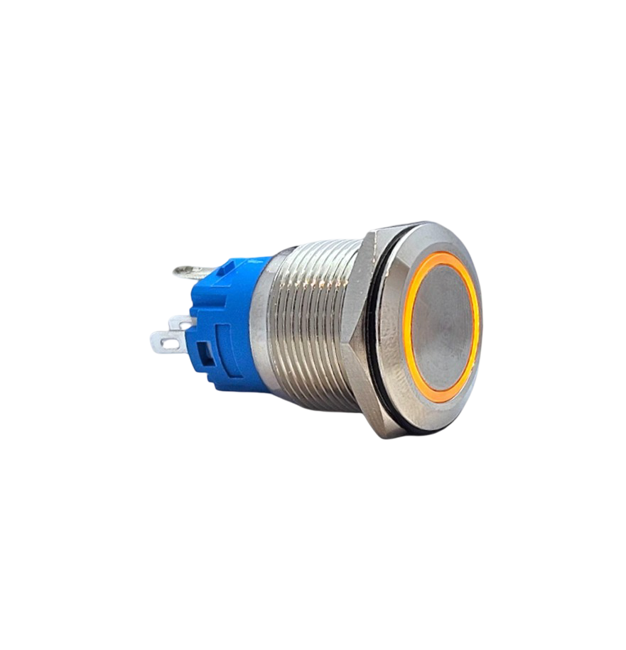 E82 19MM METAL BUTON YAYLI 12-24V TURUNCU LED 1NO/1NC