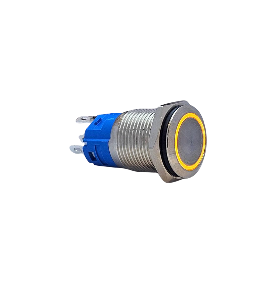 E38-1 16MM METAL BUTON YAYLI 12-24V TURUNCU LED 1NO/1NC