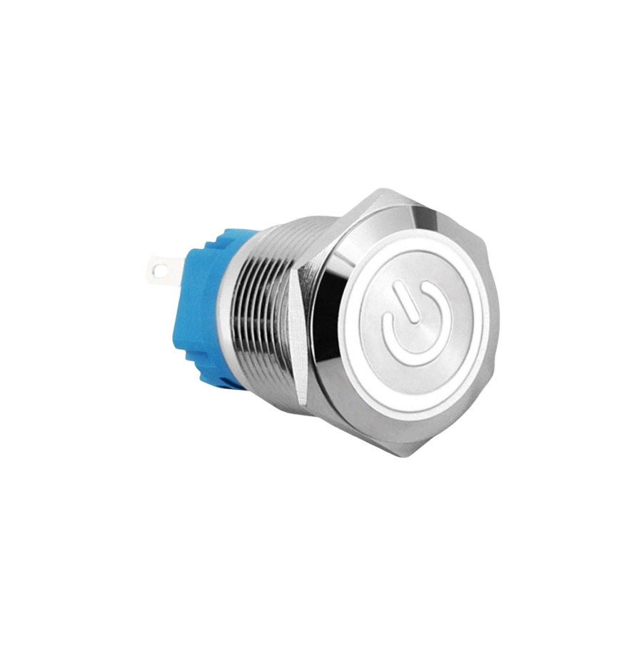 E47T 19MM METAL BUTON KALICILI 12-24V BEYAZ LED 1NO/1NC