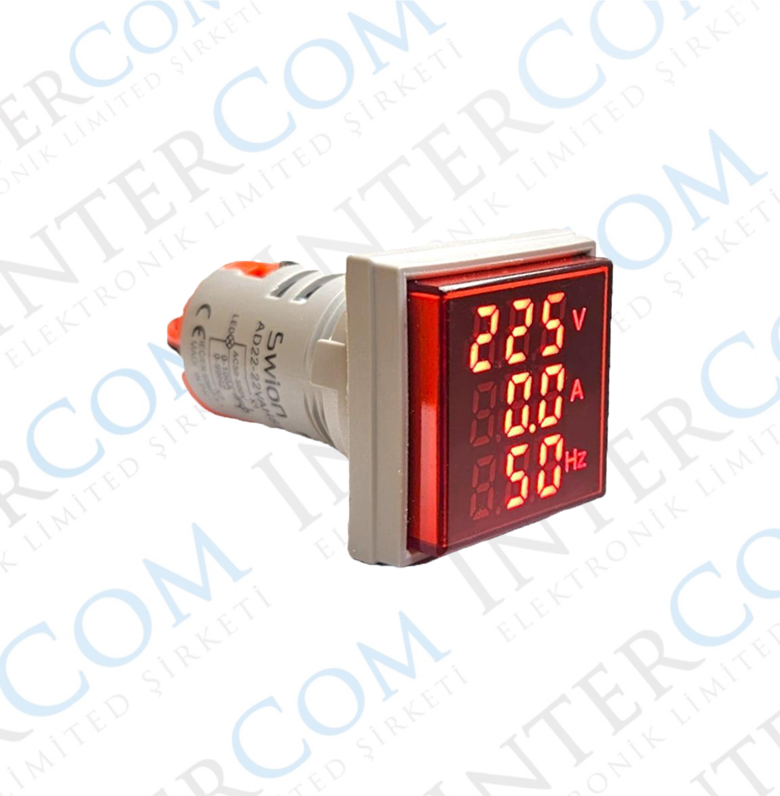 AD22-22VAHS 22mm Dijital Volt-Amper-Herzmetre Kare