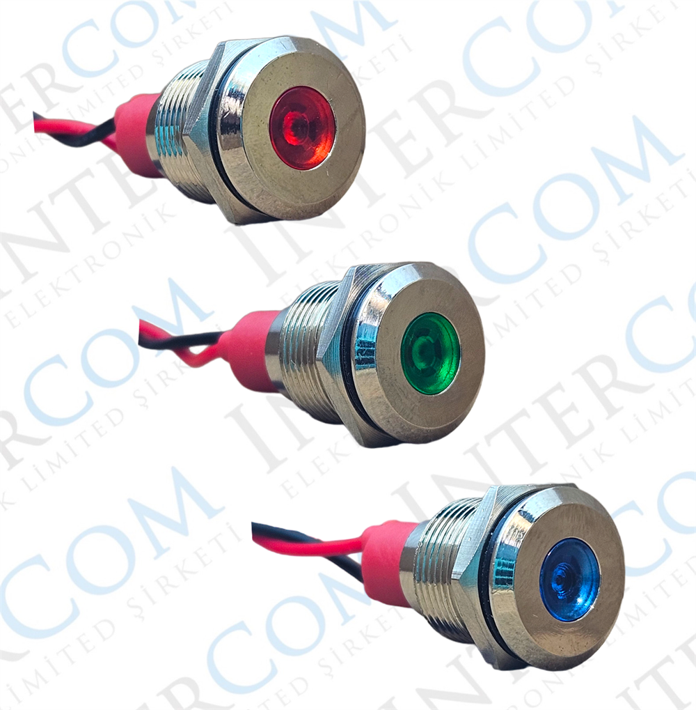 D12S 12MM METAL KABLOLU SİNYAL LAMBASI 12-24V