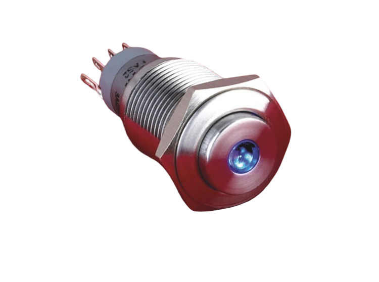 16mm Metal NOKTA LED'li Kalıcı Buton IP67 LAS2-GQH-11ZD