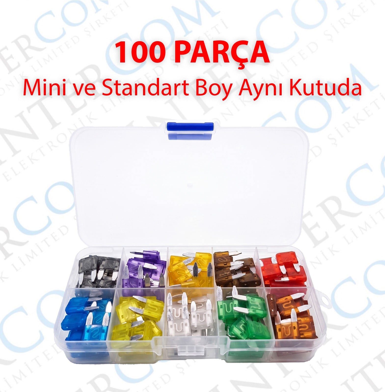 IC-274B Kutulu Mini & Standart Karışık Oto Bıçak Sigorta Seti 100 Parça