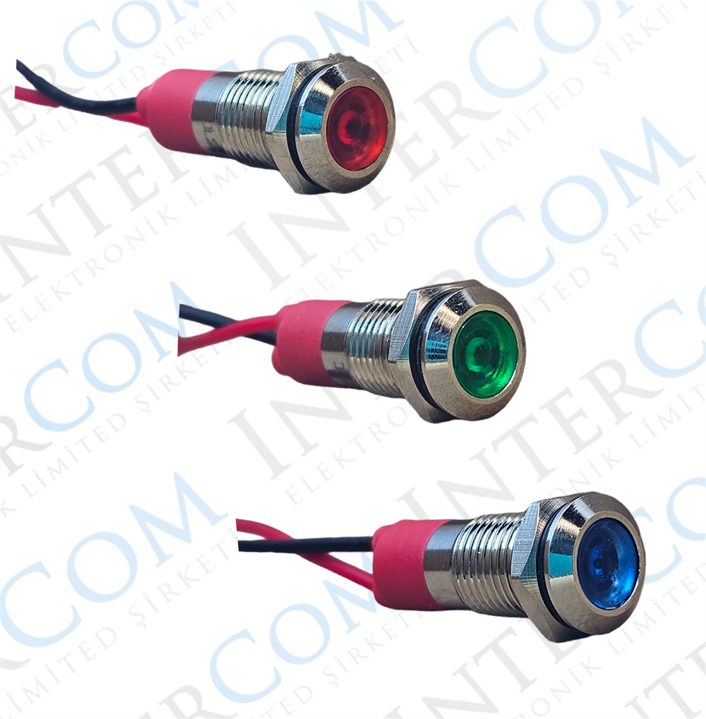 D8S 8MM METAL KABLOLU SİNYAL LAMBASI 12-24V