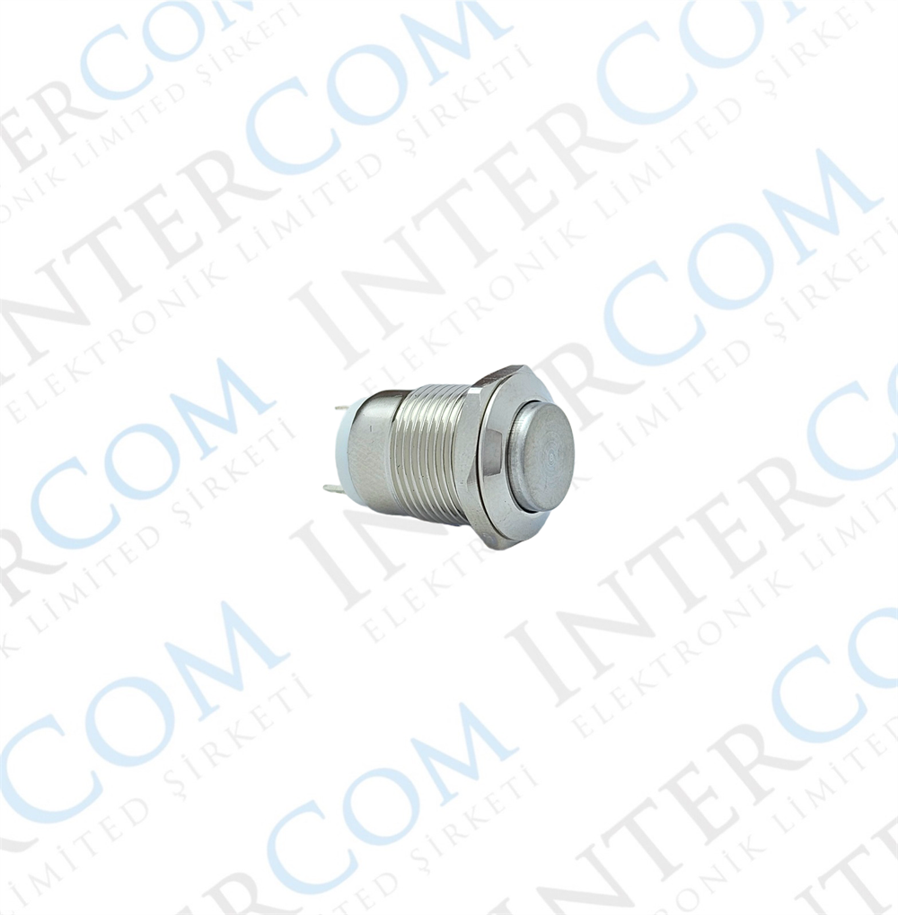 E12  12MM METAL IŞIKSIZ YAYLI BUTON - ÇIKIK KAFA - 1NO - IP67