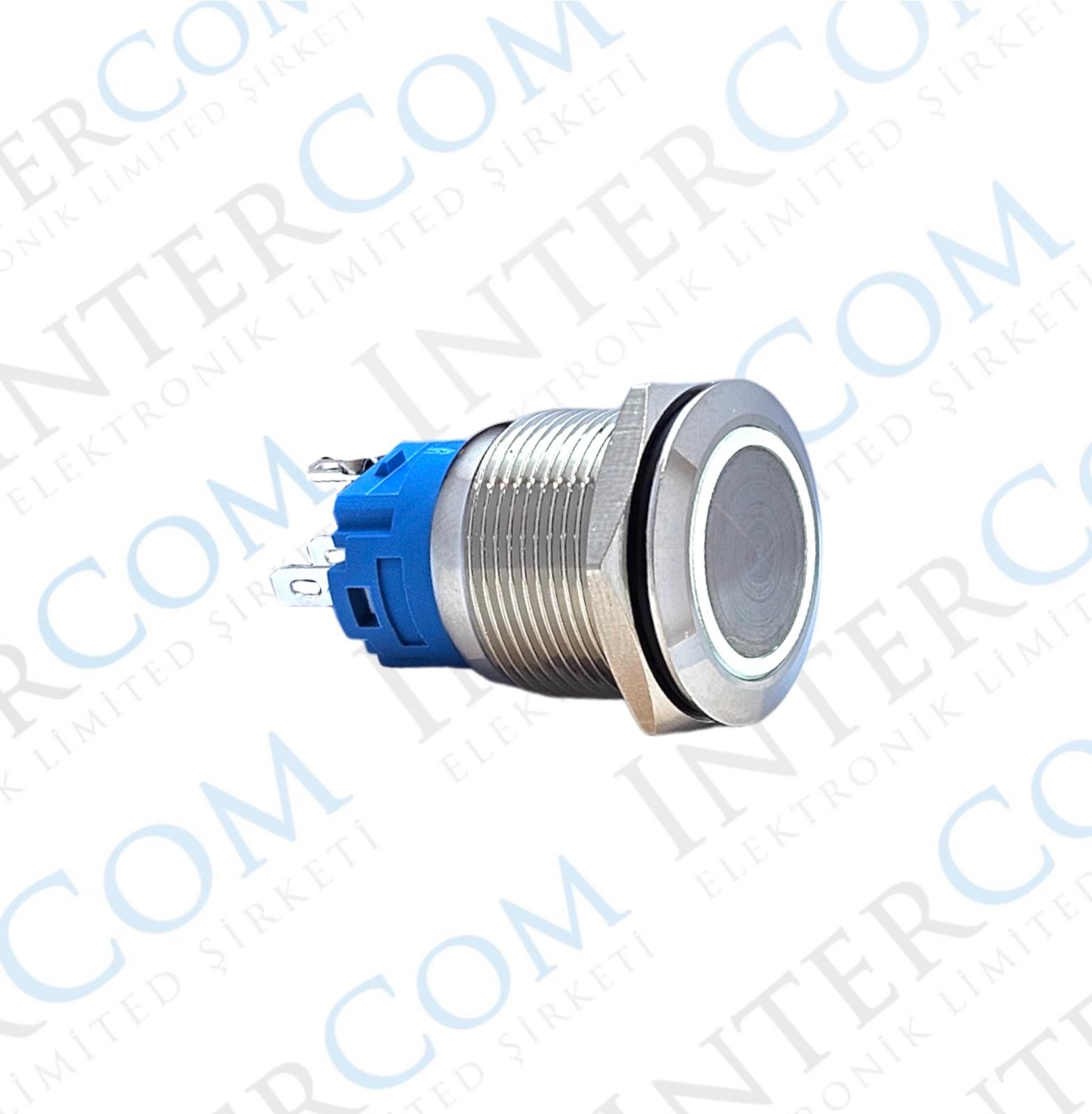 E47 19MM METAL BUTON KALICILI 12-24V BEYAZ LED 1NO/1NC