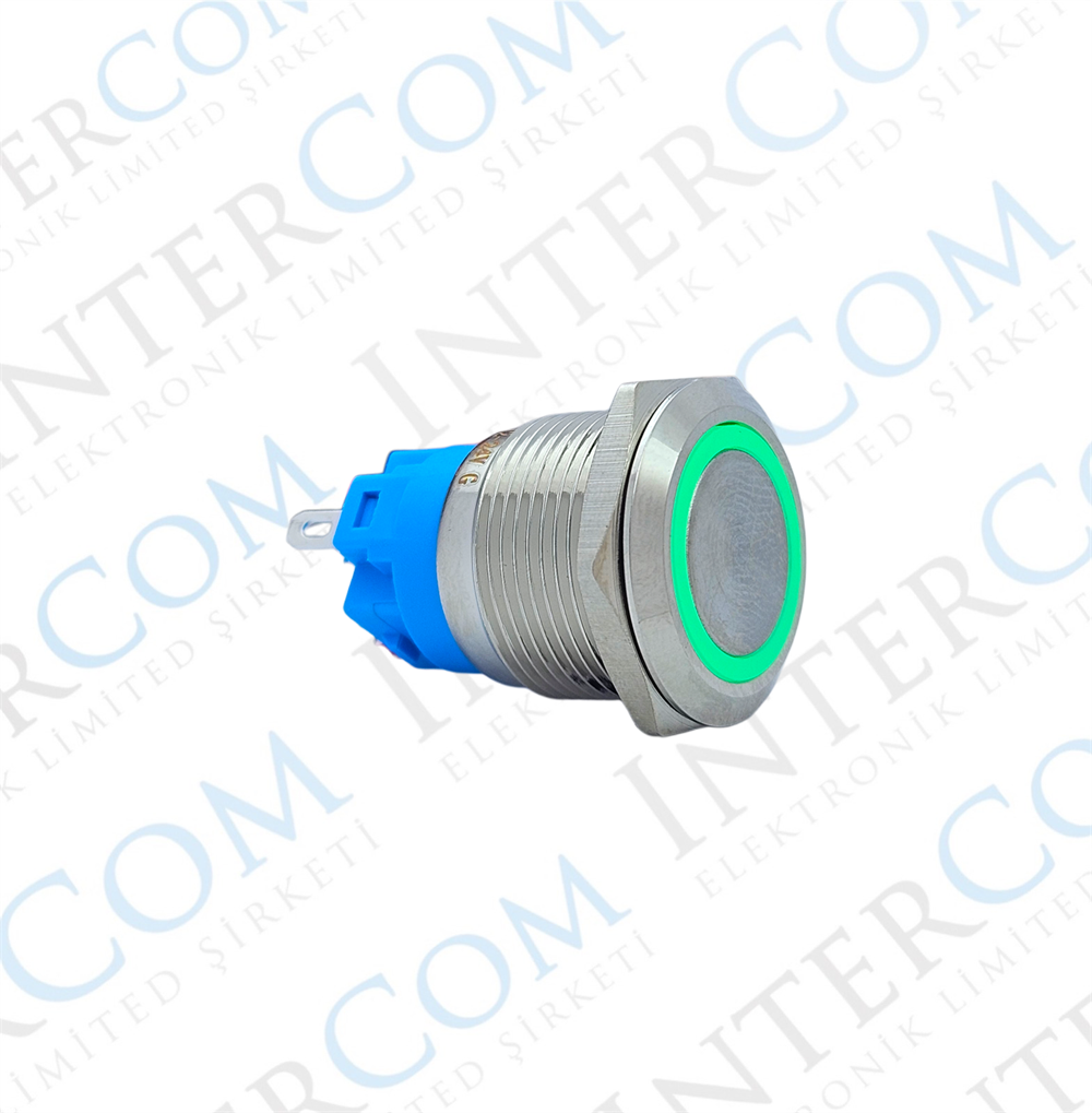 E58 19MM METAL BUTON YAYLI 12-24V YEŞİL LED 1NO/1NC
