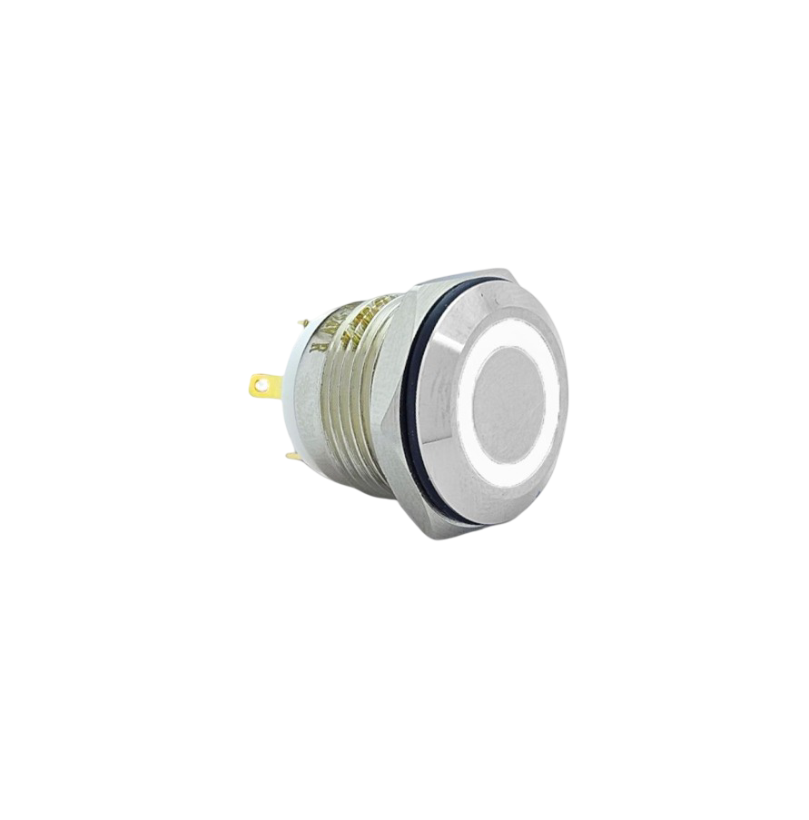 E39 16MM METAL BUTON YAYLI 12-24V BEYAZ LED 1NO