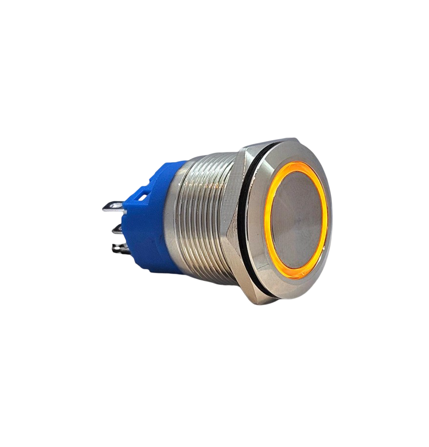 E76 22MM METAL BUTON KALICILI 12-24V TURUNCU LED 1NO/1NC
