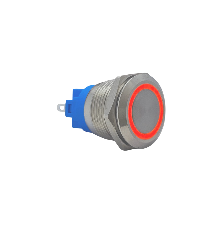 E56 19MM METAL BUTON YAYLI 12-24V KIRMIZI LED 1NO/1NC