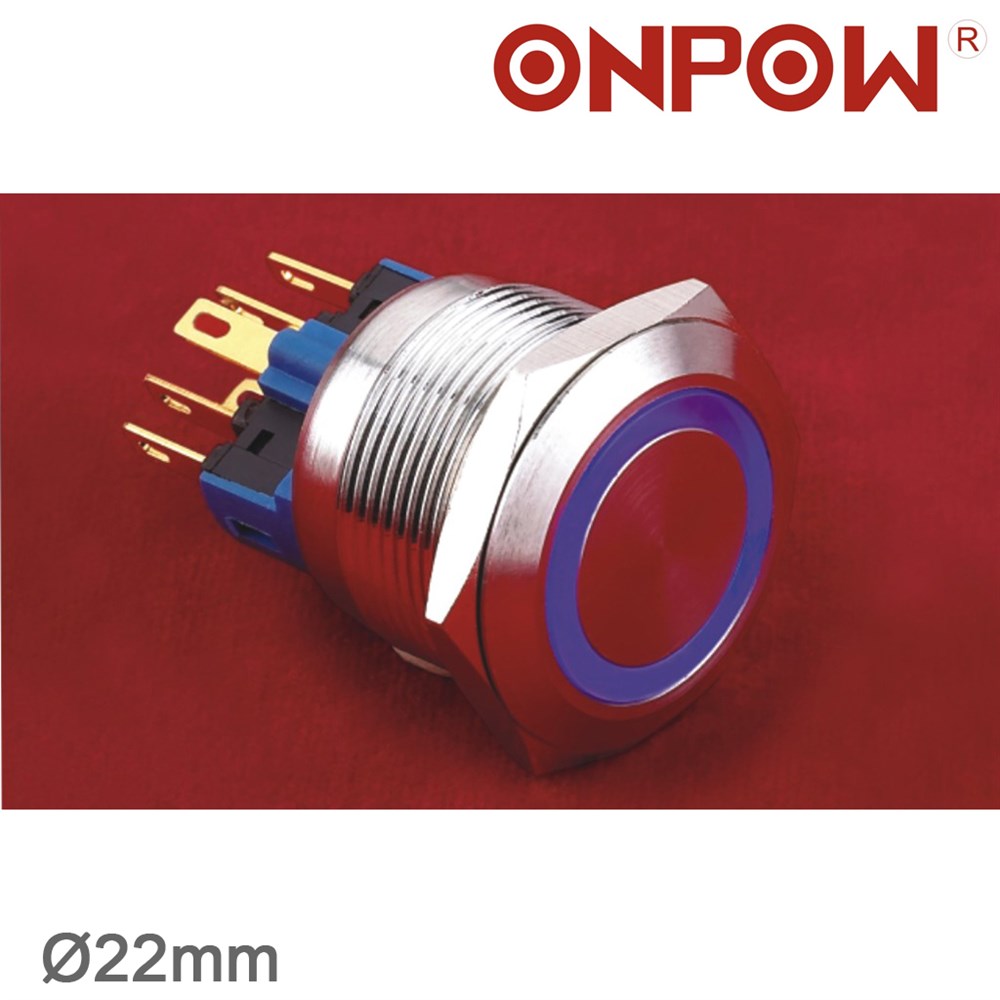 GQ22-11E 22mm Metal LED'li Yaylı Buton IP65
