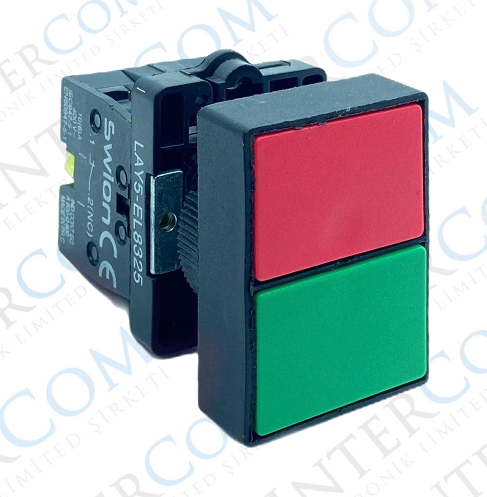 LAY5-EL8325  22mm İkiz Buton Yeşil Kırmızı