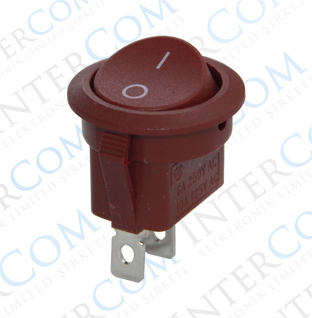 IC-133C-2 Yuvarlak Işıksız Anahtar ON-OFF 2P Koyu Kahve