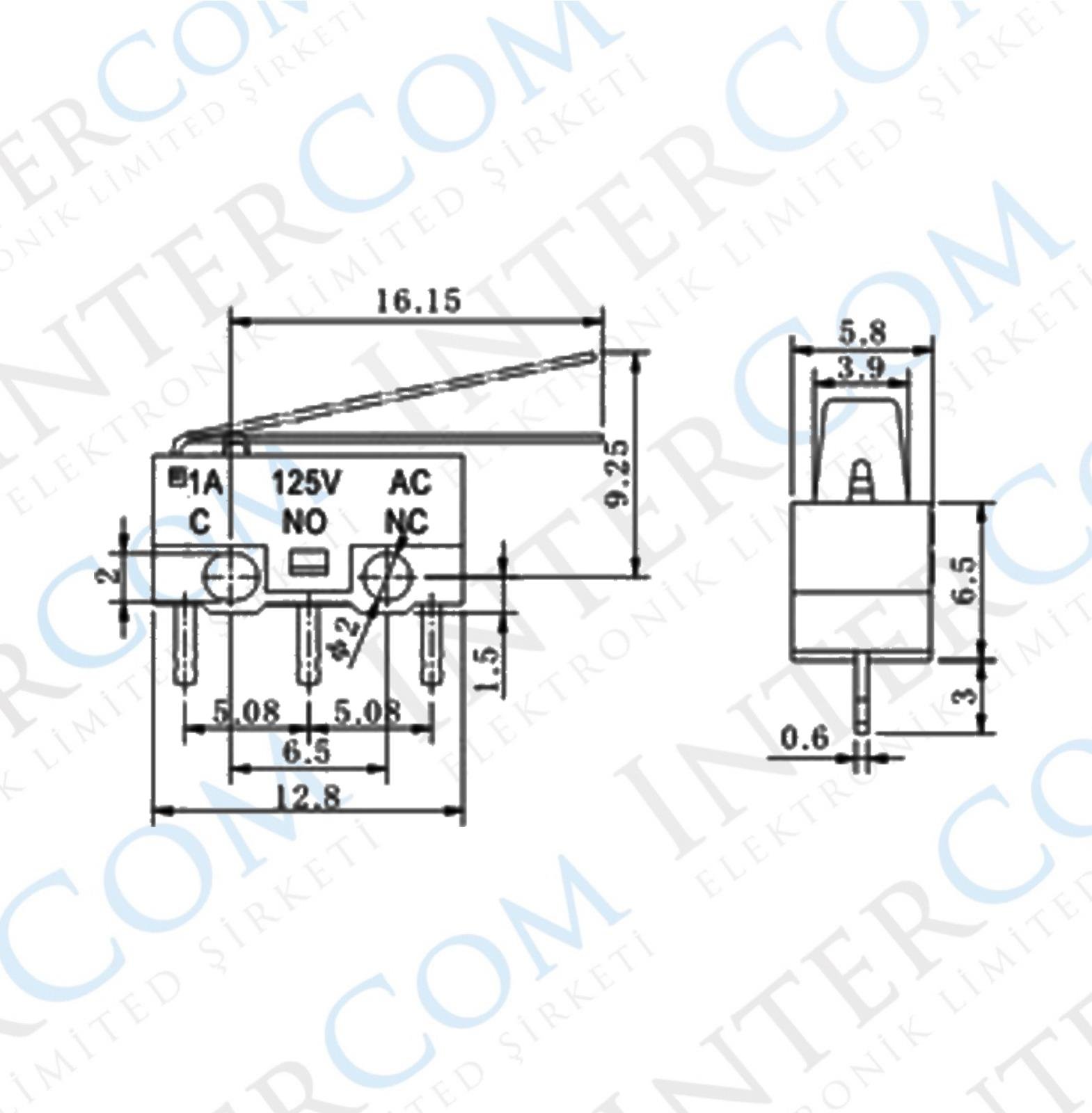 IC-162A Micro Switch Mini Uzun Paletli KW10-Z2P
