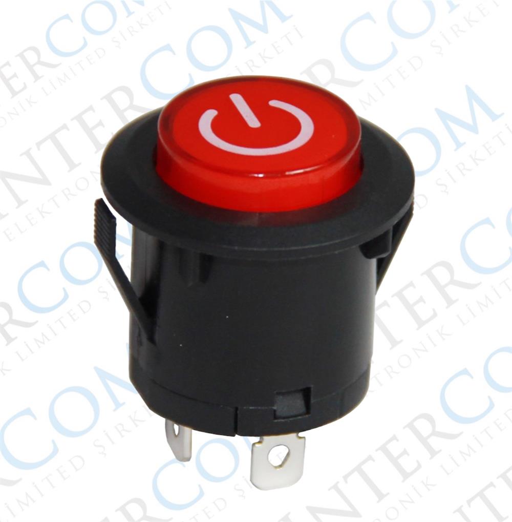 IC-180E 26mm Yaylı Rocker Buton Işıksız 'Power' Simgeli