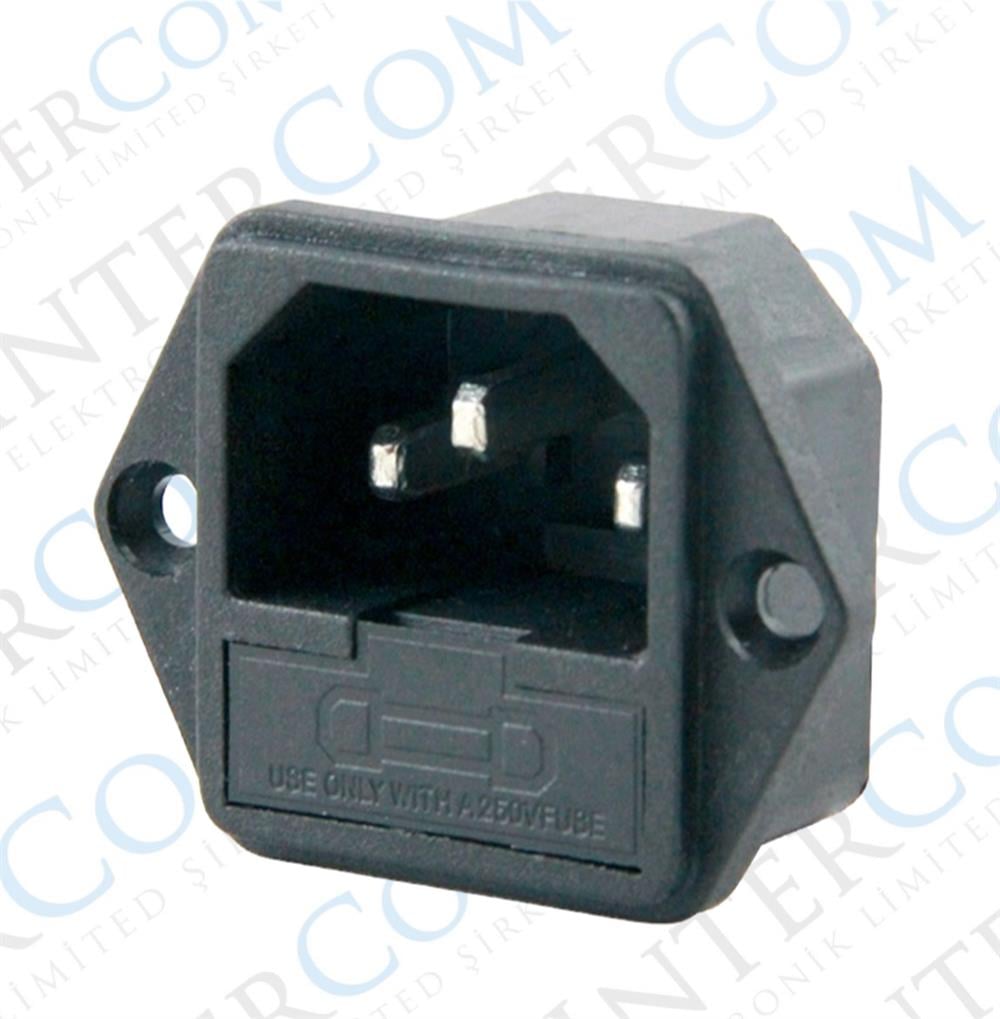 IC-213 C14 Power Soket Erkek Fuseli Kulaklı AS-07