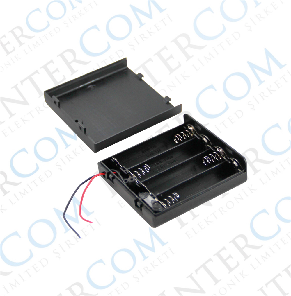 IC-233F Pil Yuvası 4lü Kapaklı Switchli (AA)