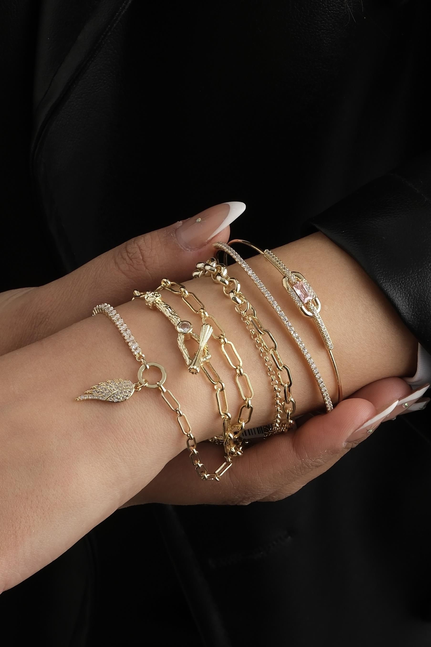 Pembe Taşlı Bileklik Seti