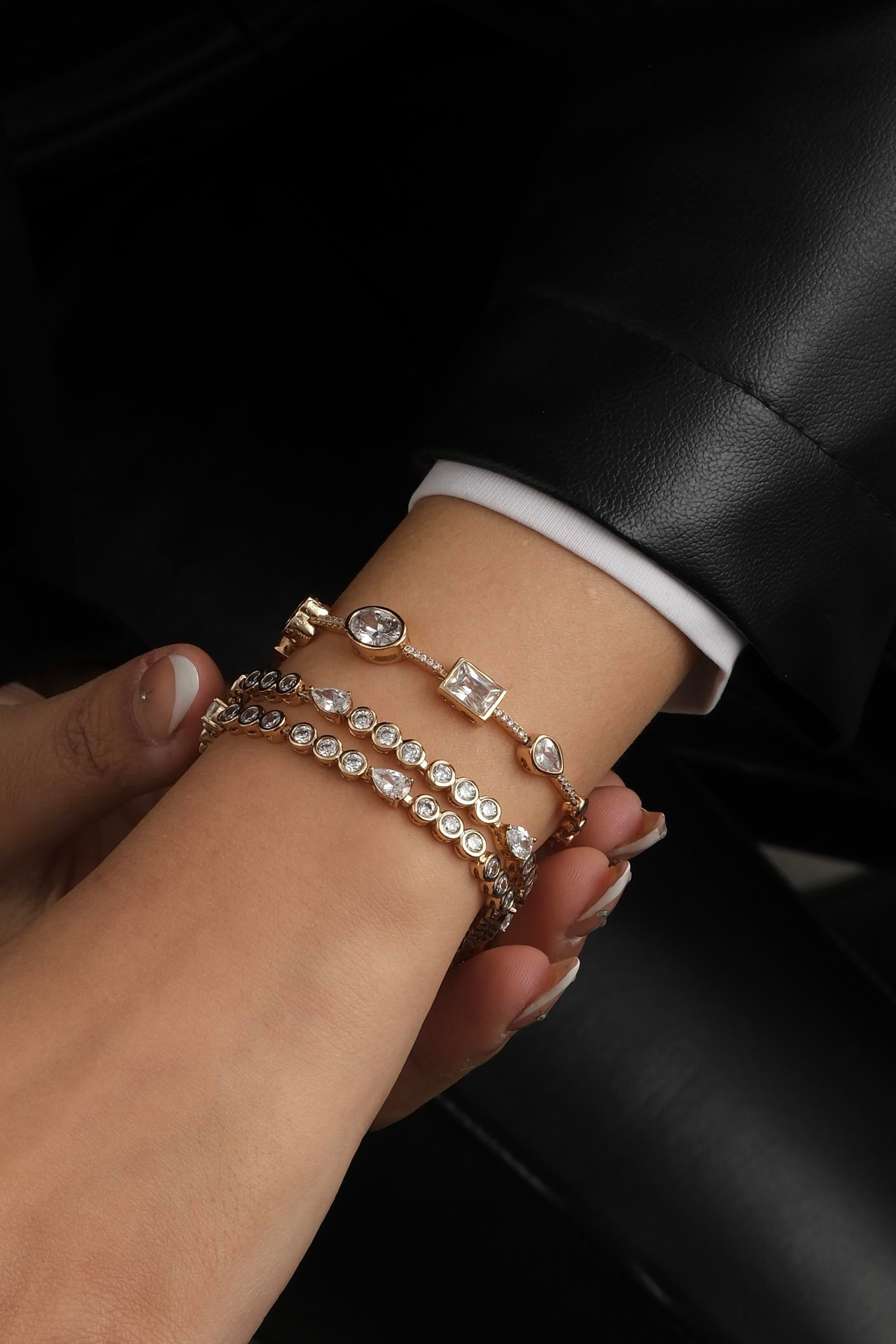 Rose İklili Taşlı Zarif Bileklik Seti