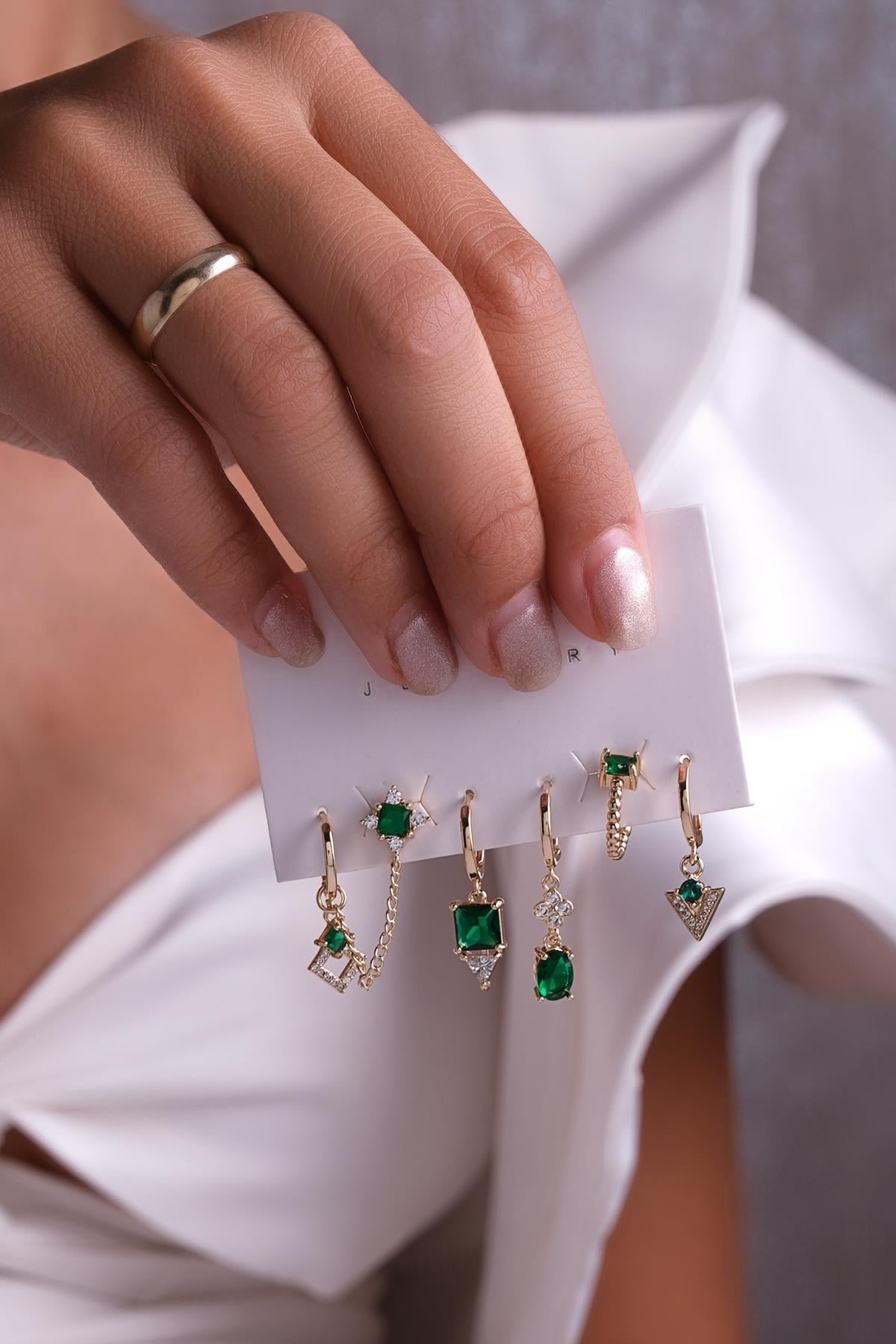 Altılı Küpe Seti Gold Renk Küpe Set - 6KSg1