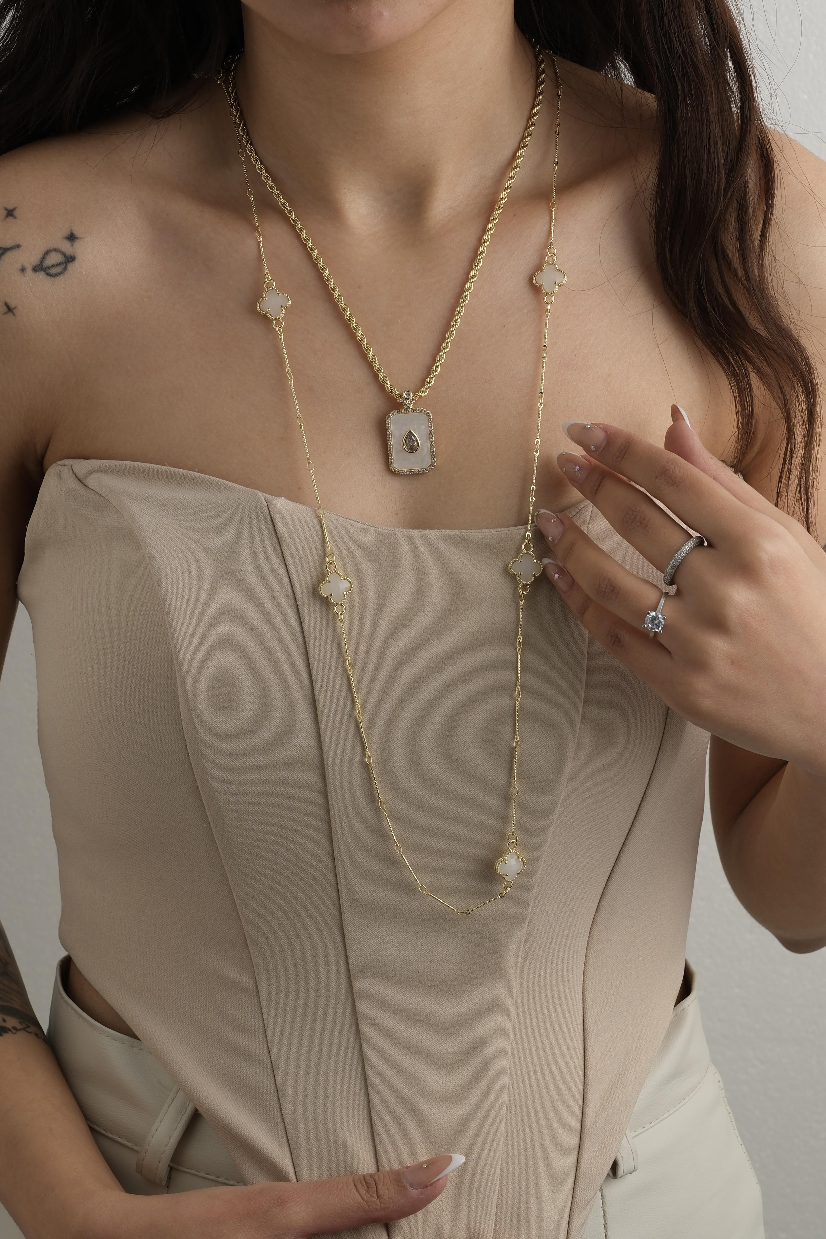 Beyaz Sedefli Kolye Seti