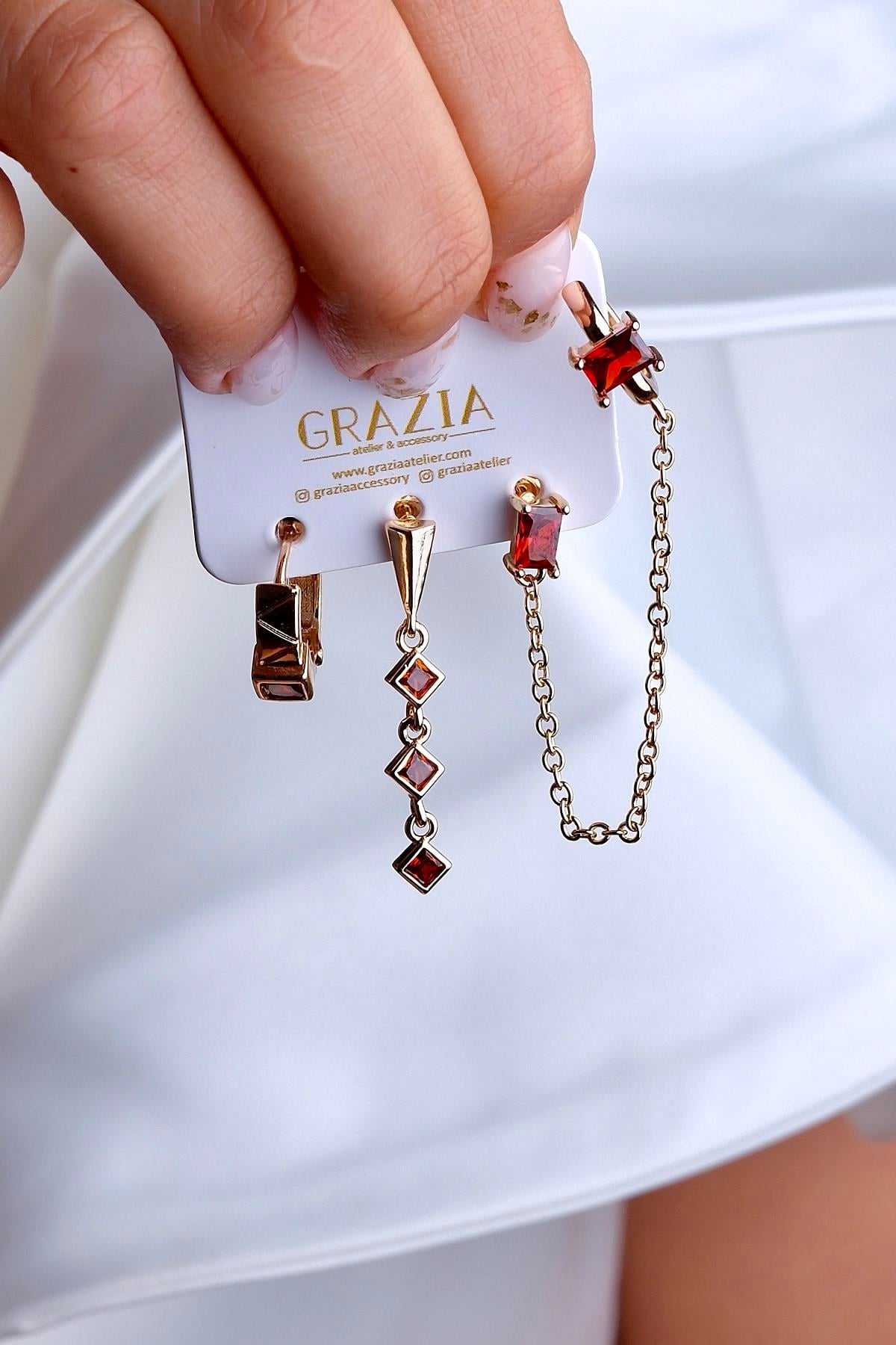 Çelik Üçlü Küpe Seti