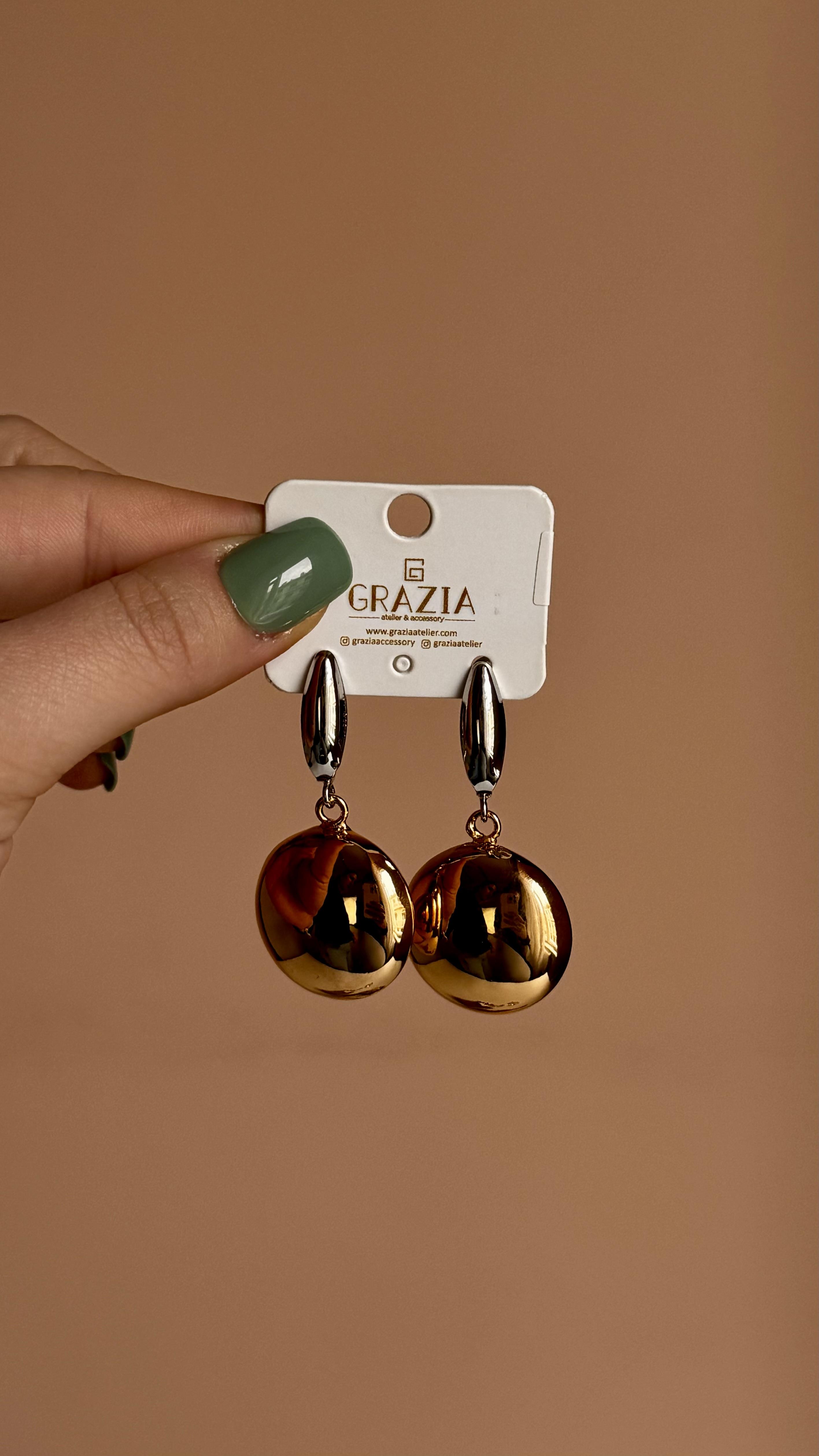 Çift renk top küpe