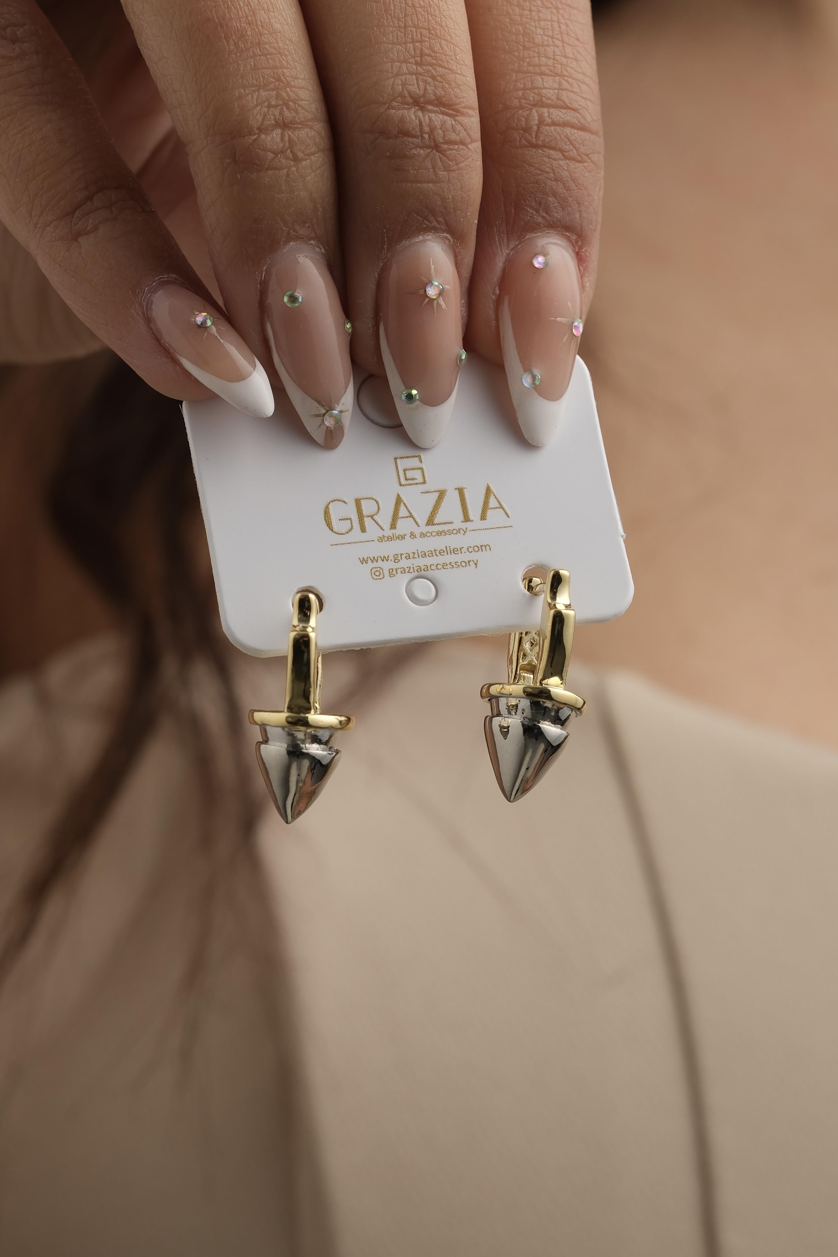 Çift Renk Vida Küpe