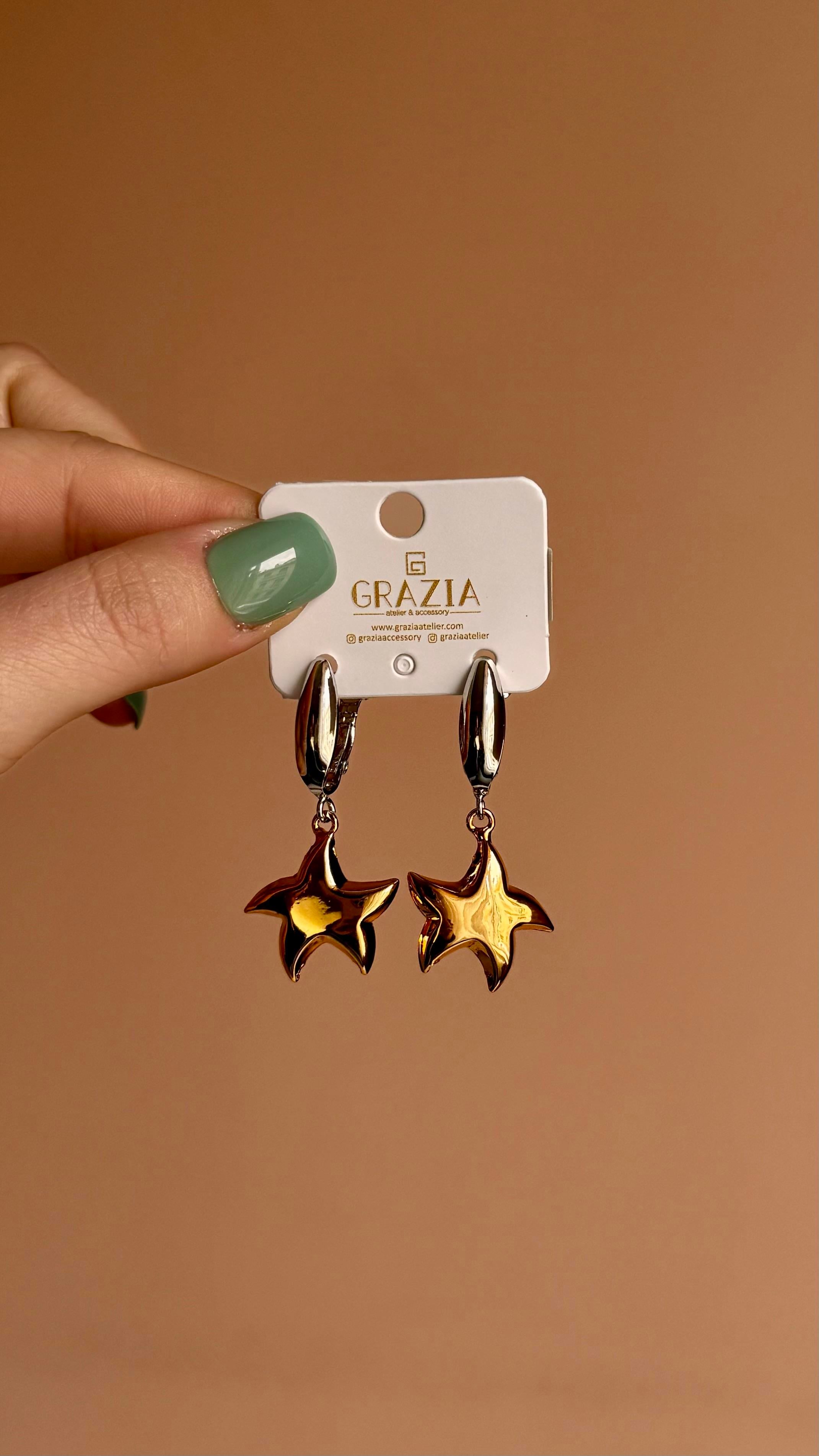 Çift renk yıldız küpe