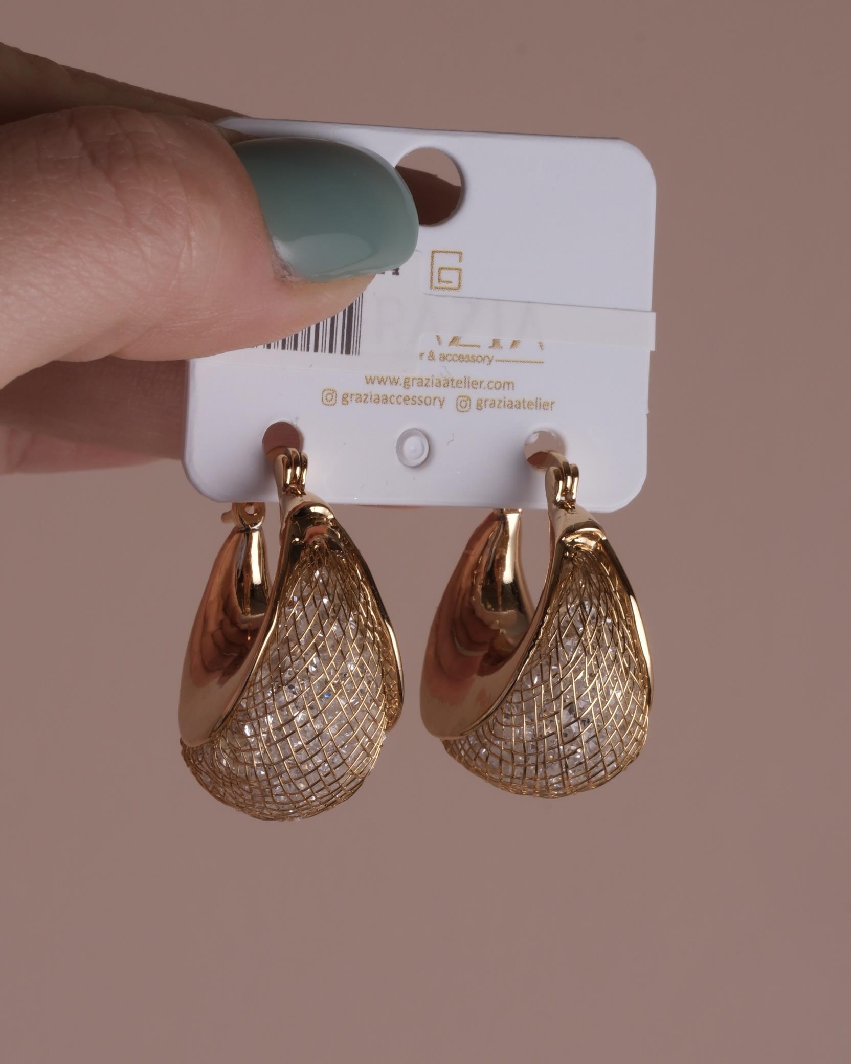 Gold Büyük Kristal Küpe