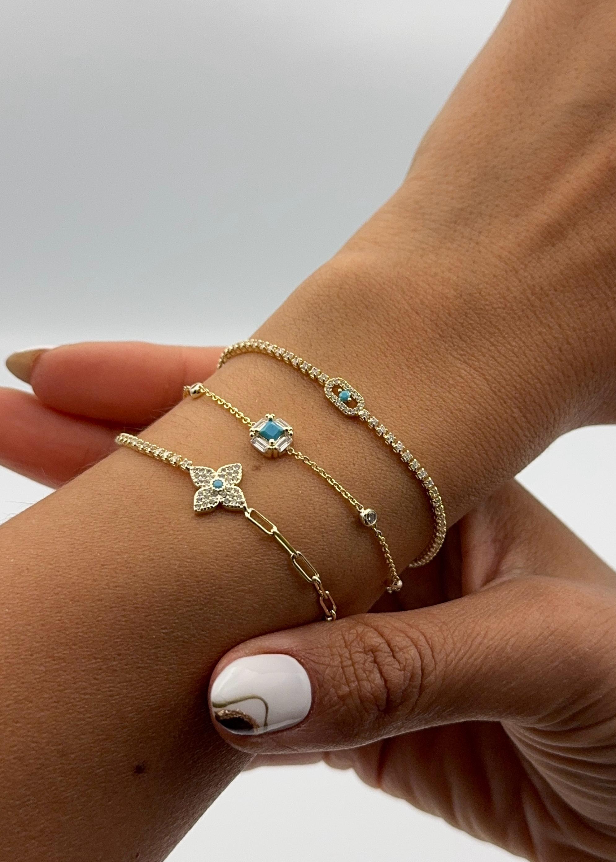 Gold Maviş Yonca Bileklik Seti