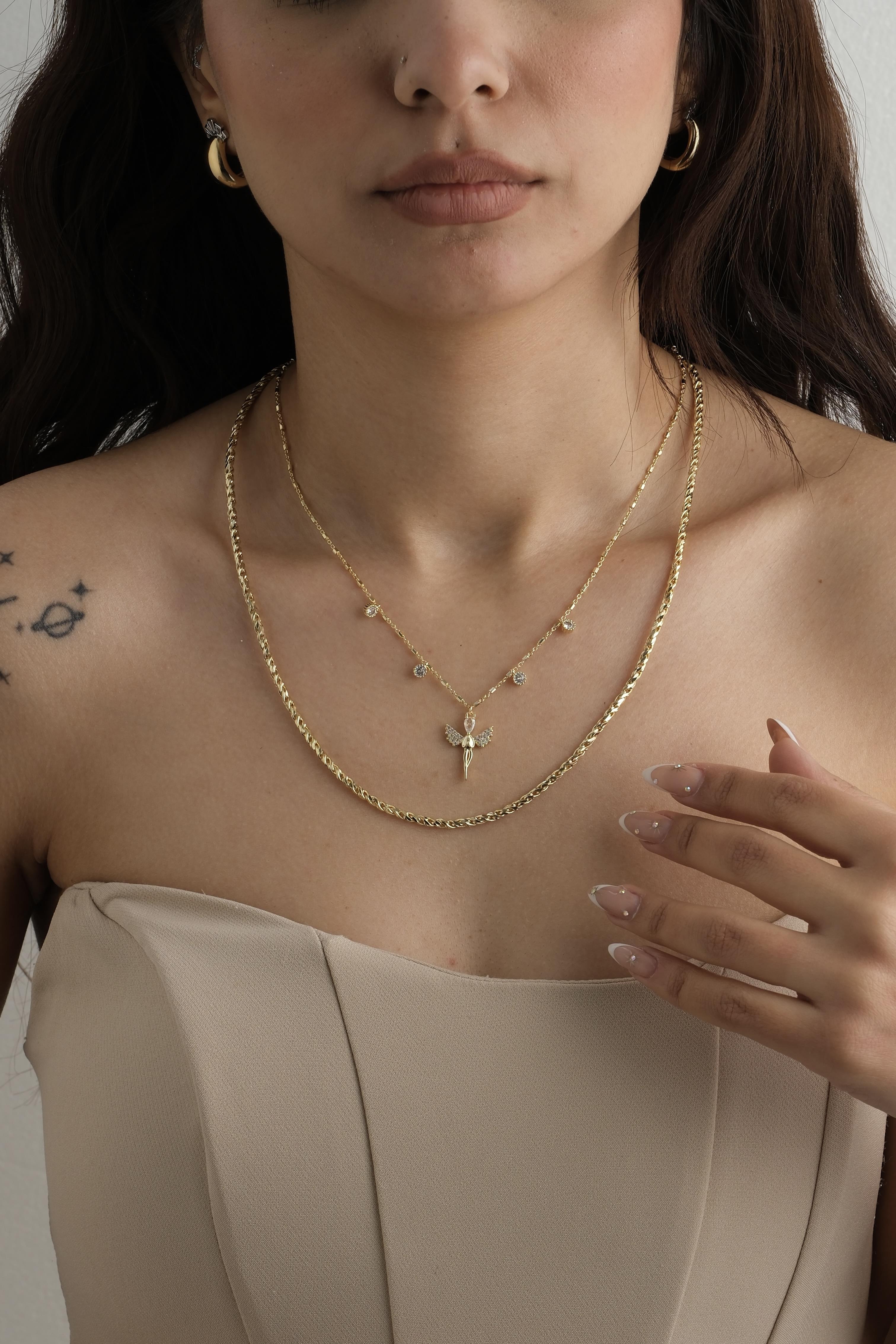 Gold Minimal Melek Kolye Seti