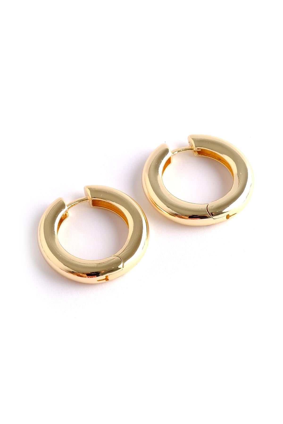 Gold Orta Boy Boru Halka Küpe