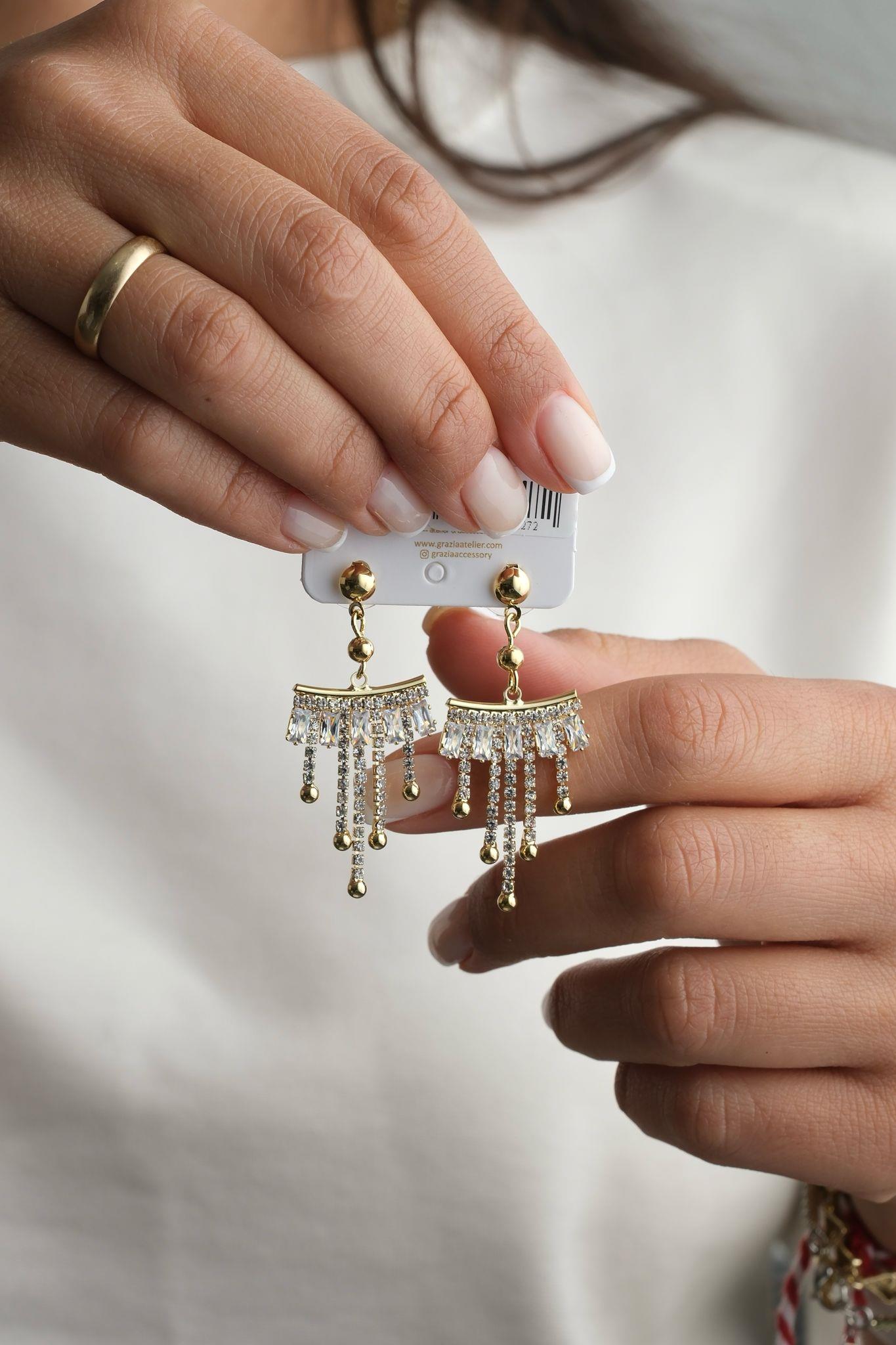 Gold Suyolu Şamdan Küpe