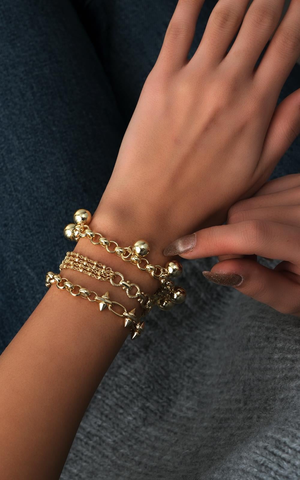 Gold Topçuk Bileklik Seti