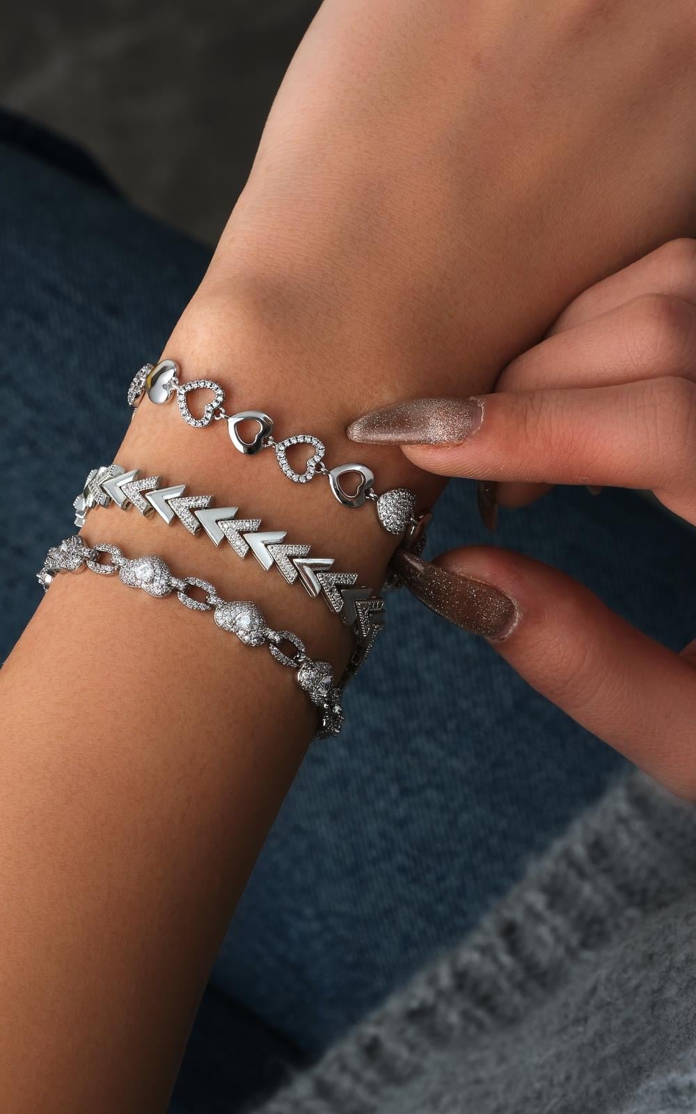 Kalp Balıksırtı Bileklik Seti