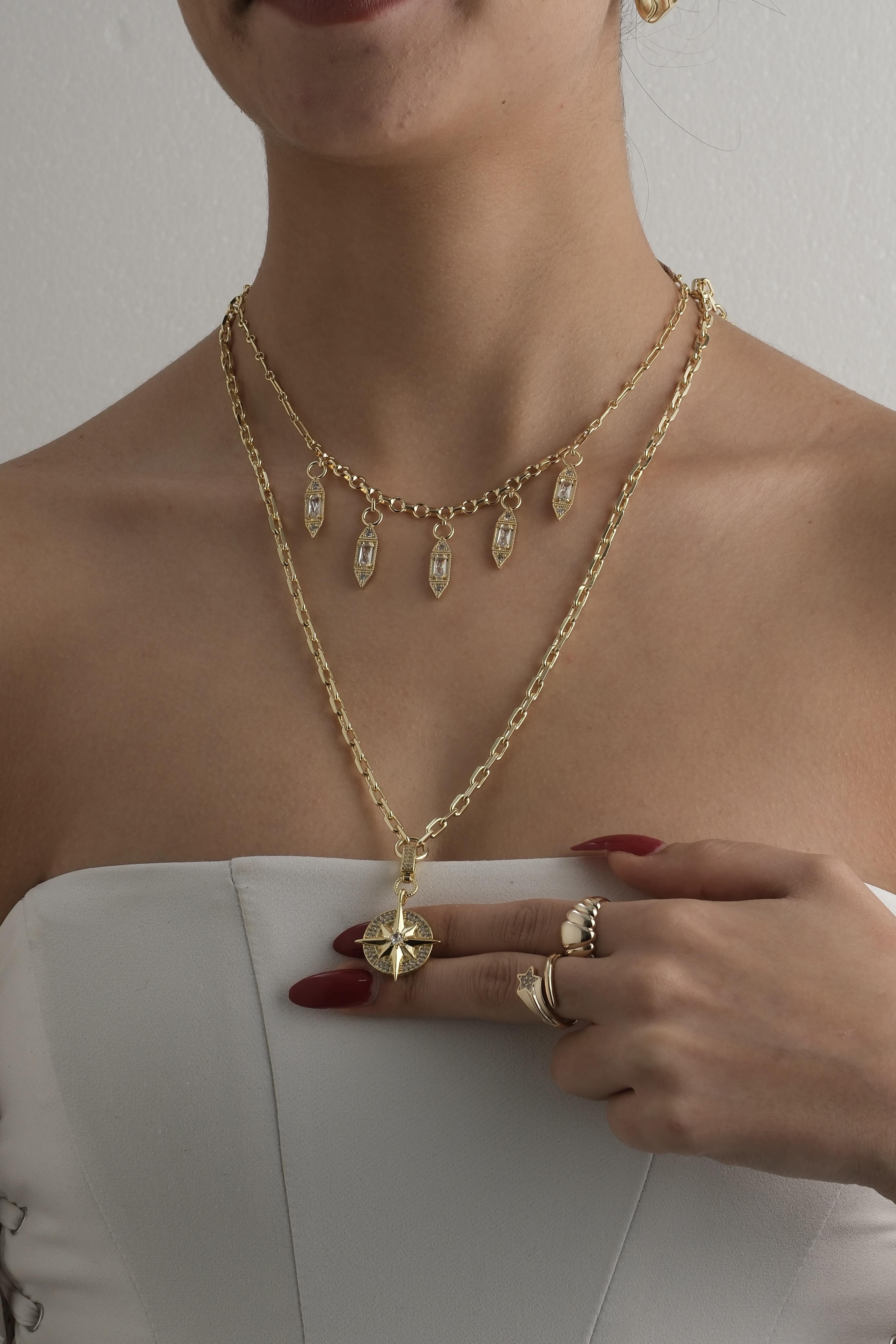 Kutup Yıldızı Madalyon Kolye Seti