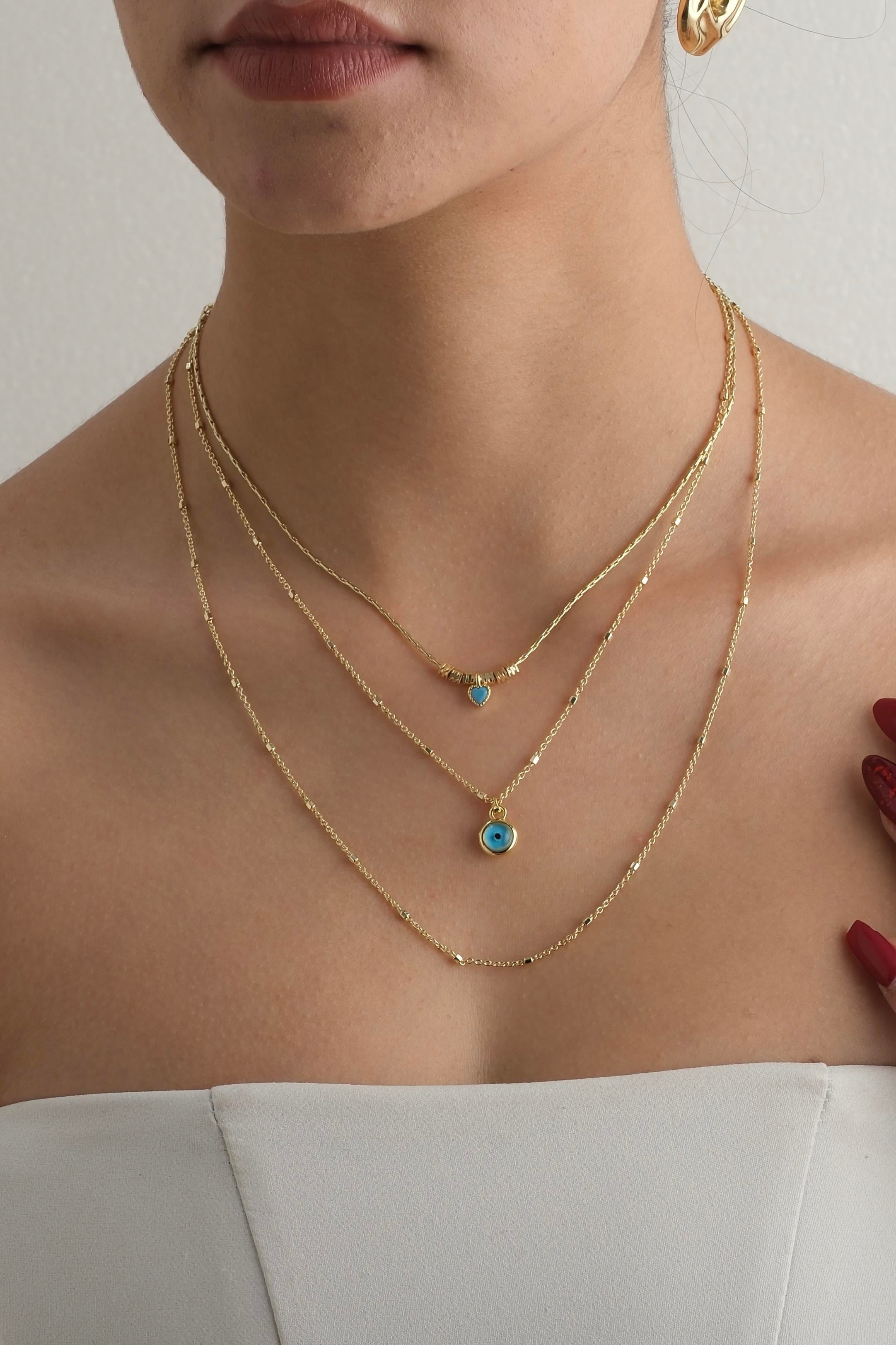 Mavi Minimal Gold Kolye Seti