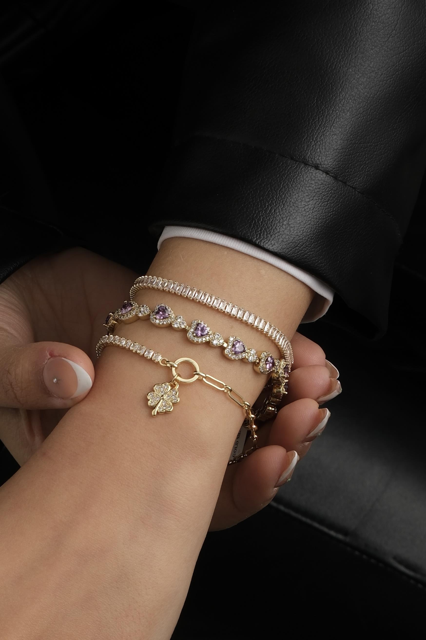 Mor Kalpli Su Yolu Bileklik Seti