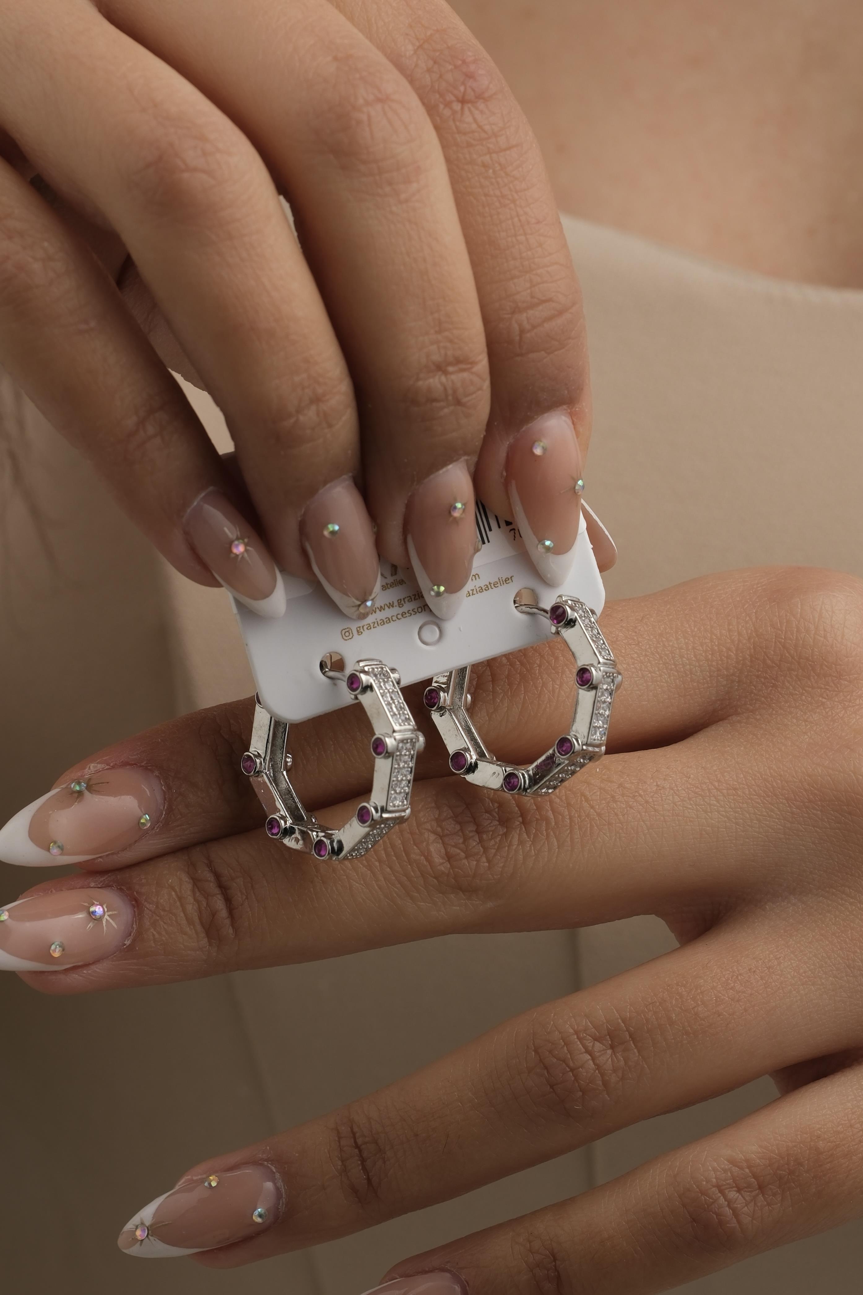 Mor Taşlı Serenay Küpe