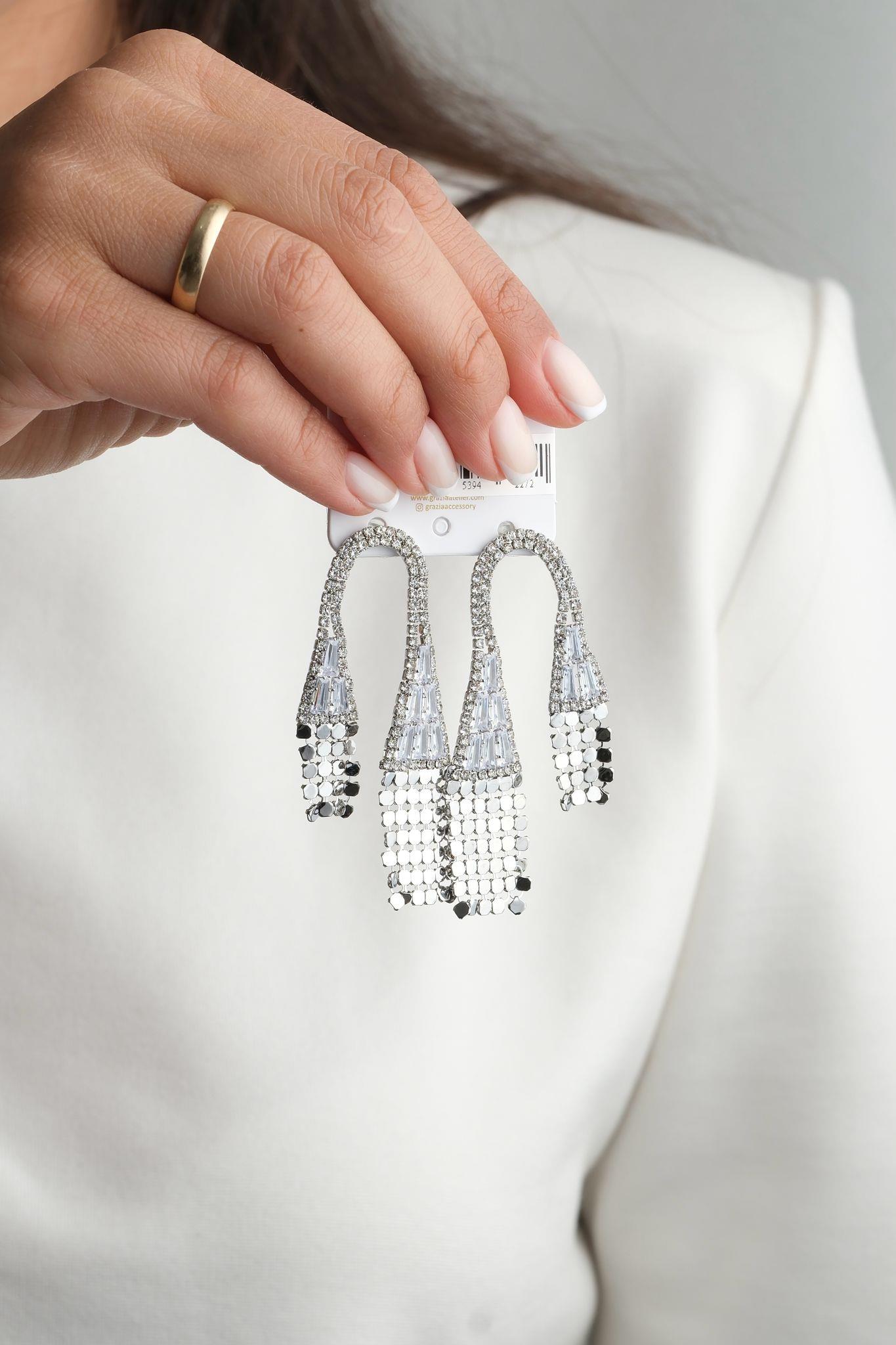 Payetli Su Yolu Küpe