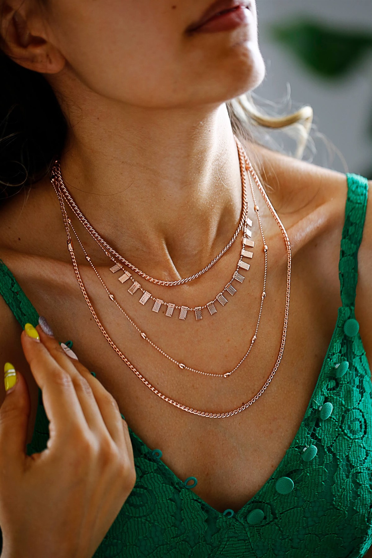 Rose İkili plaka kolye