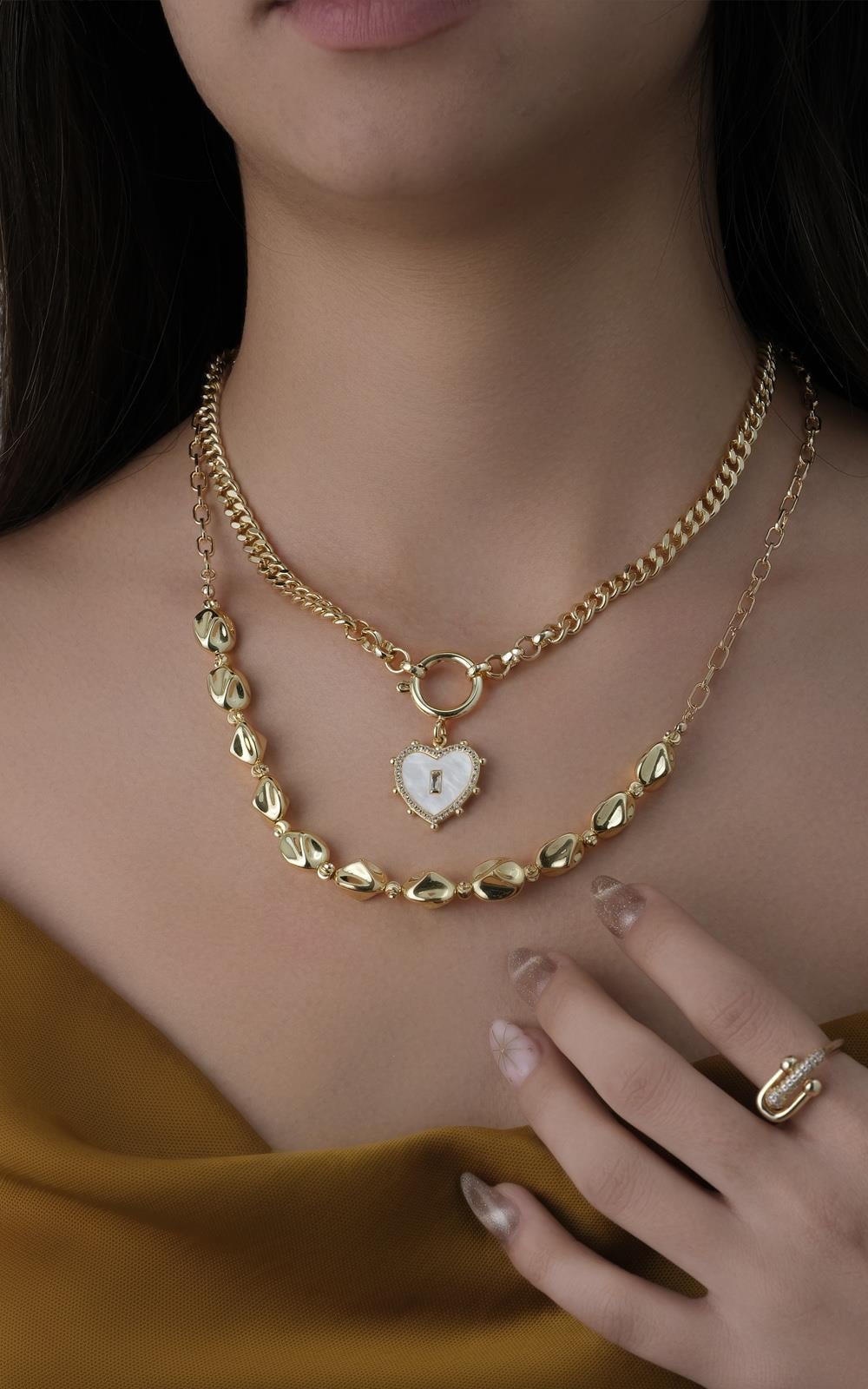 Sedef Kalp Kolye Seti