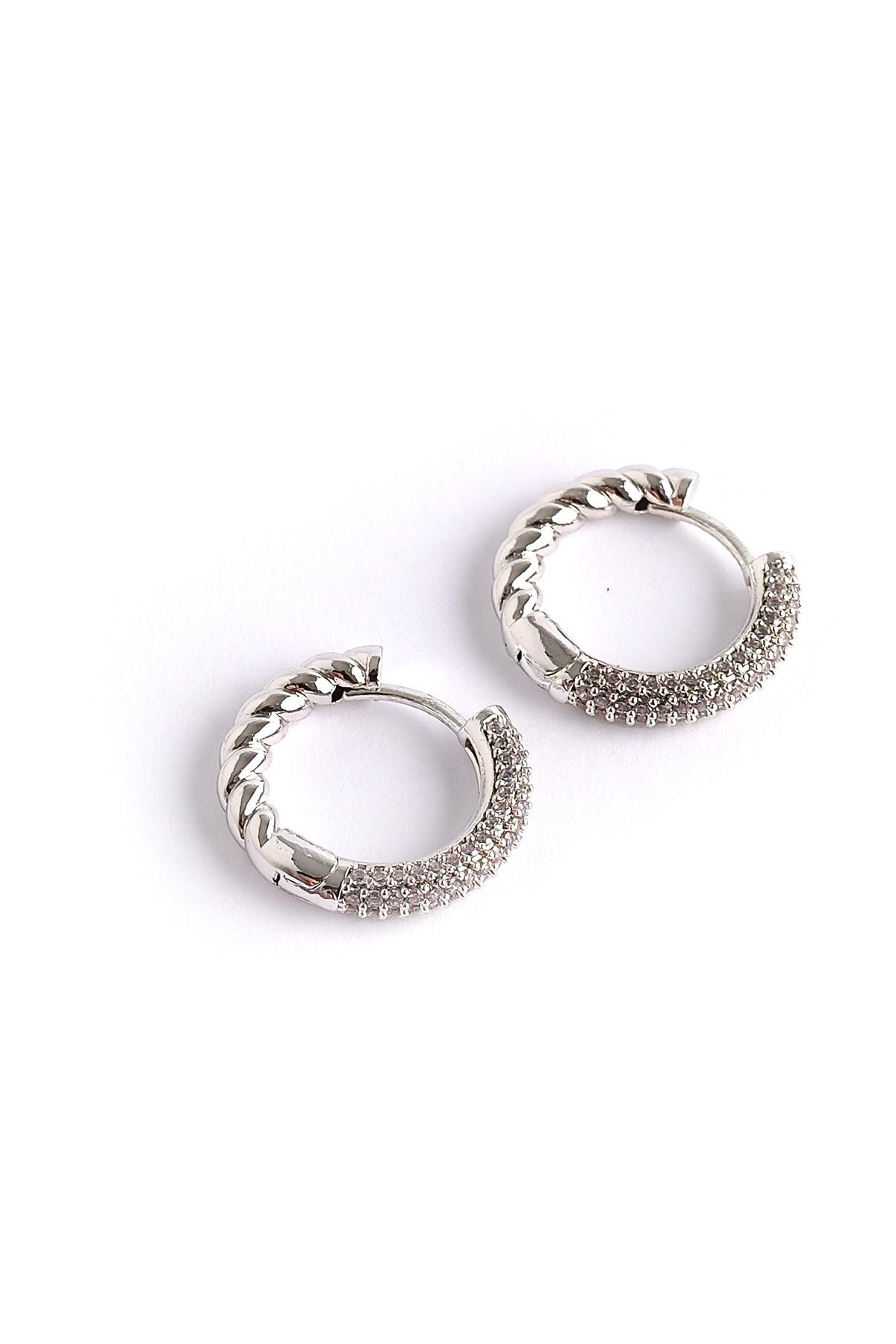 Silver Burgu Zirkon Halka Küpe