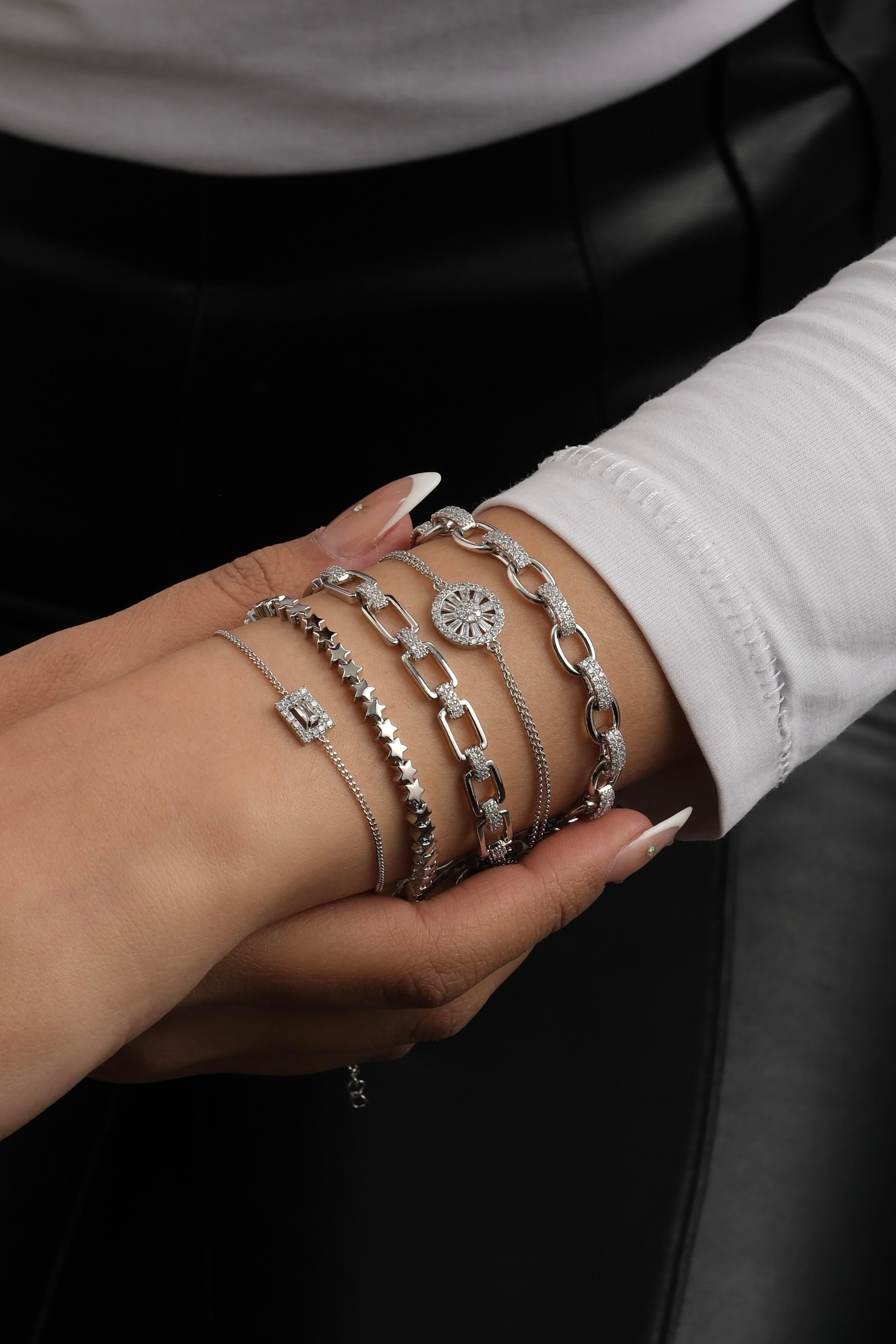 Silver Minimal Zincir Bileklik Seti