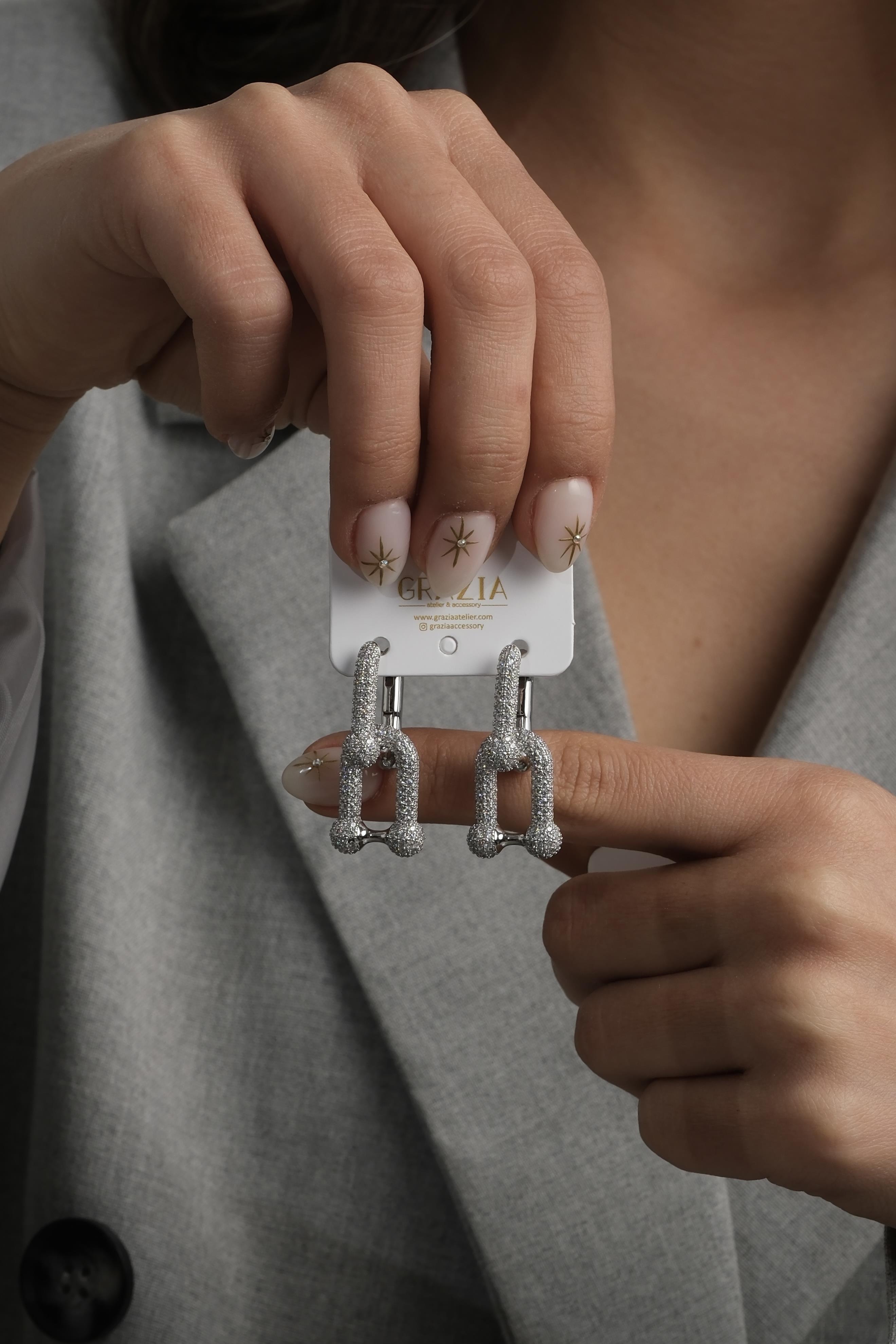 Silver Taşlı Tifanny Küpe